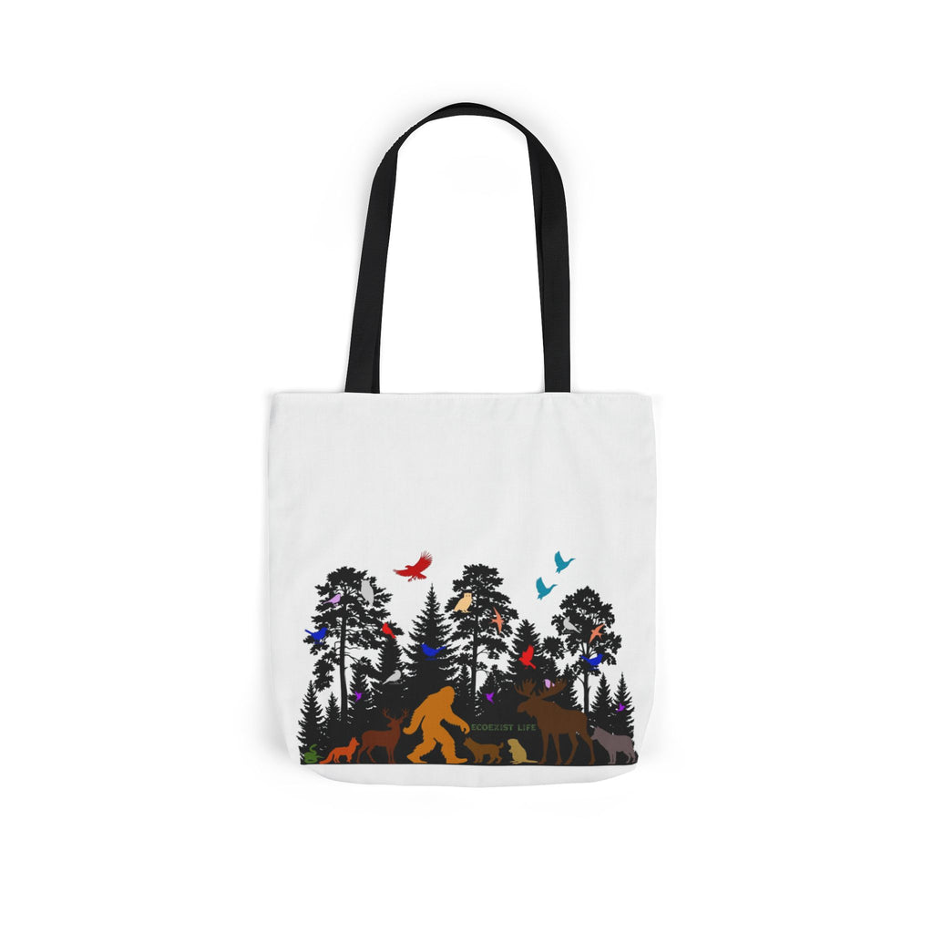 Canvas Tote — Forest Sasquatch Design with Wildlife Silhouettes-Ecoexist