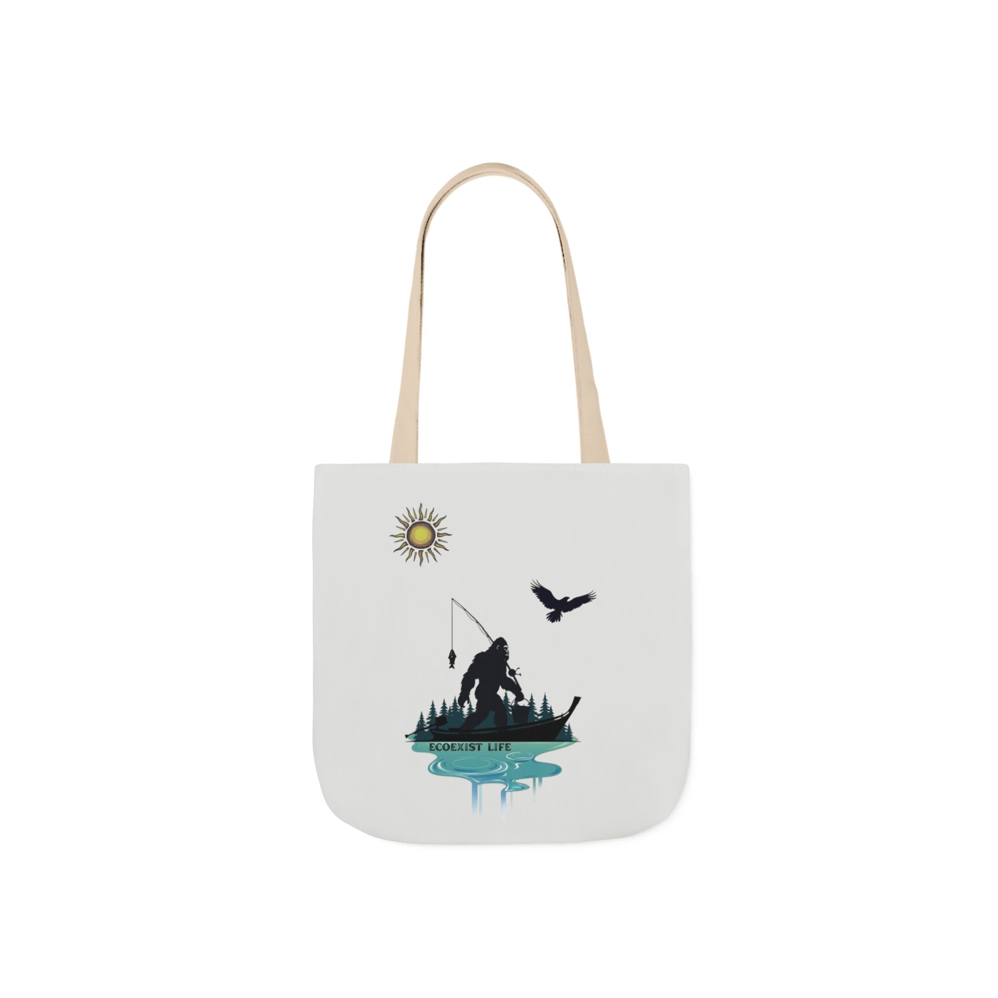 Fishing Silhouette Canvas Tote — Bigfoot Fishing Tote Bag- ecoexist