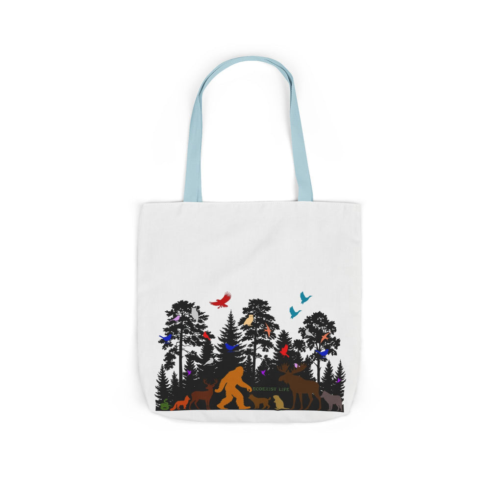 Canvas Tote — Forest Sasquatch Design with Wildlife Silhouettes-Ecoexist