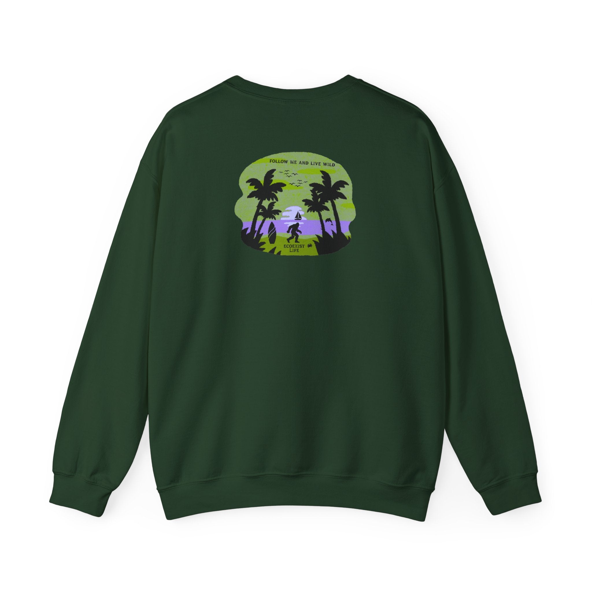 Tropical Sunset Crewneck Sweatshirt — Palm Beach Beachcomber Graphic;ecoexist