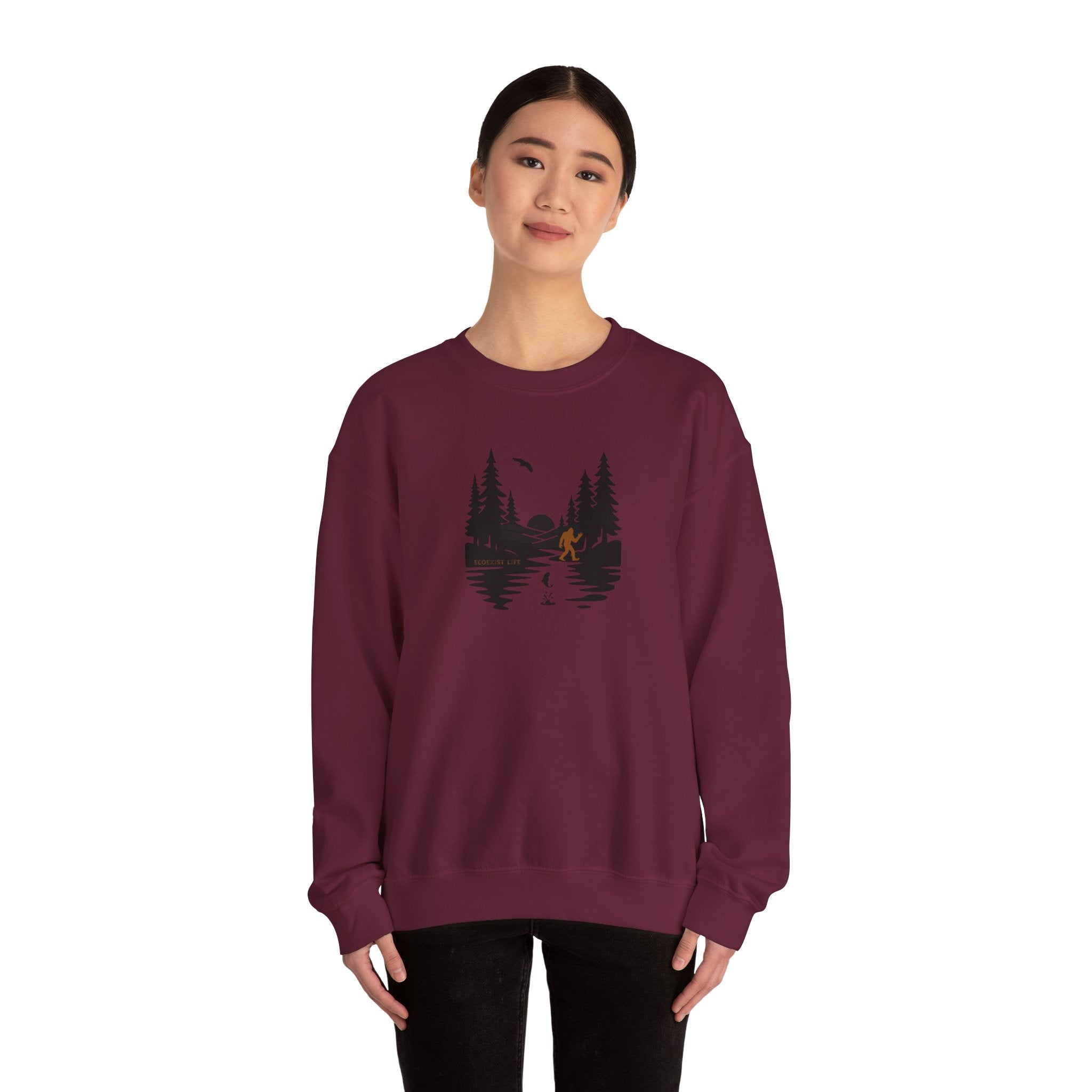 Wildlife Lake Scene Sweatshirt — "Livin the Wild Life" Crewneck