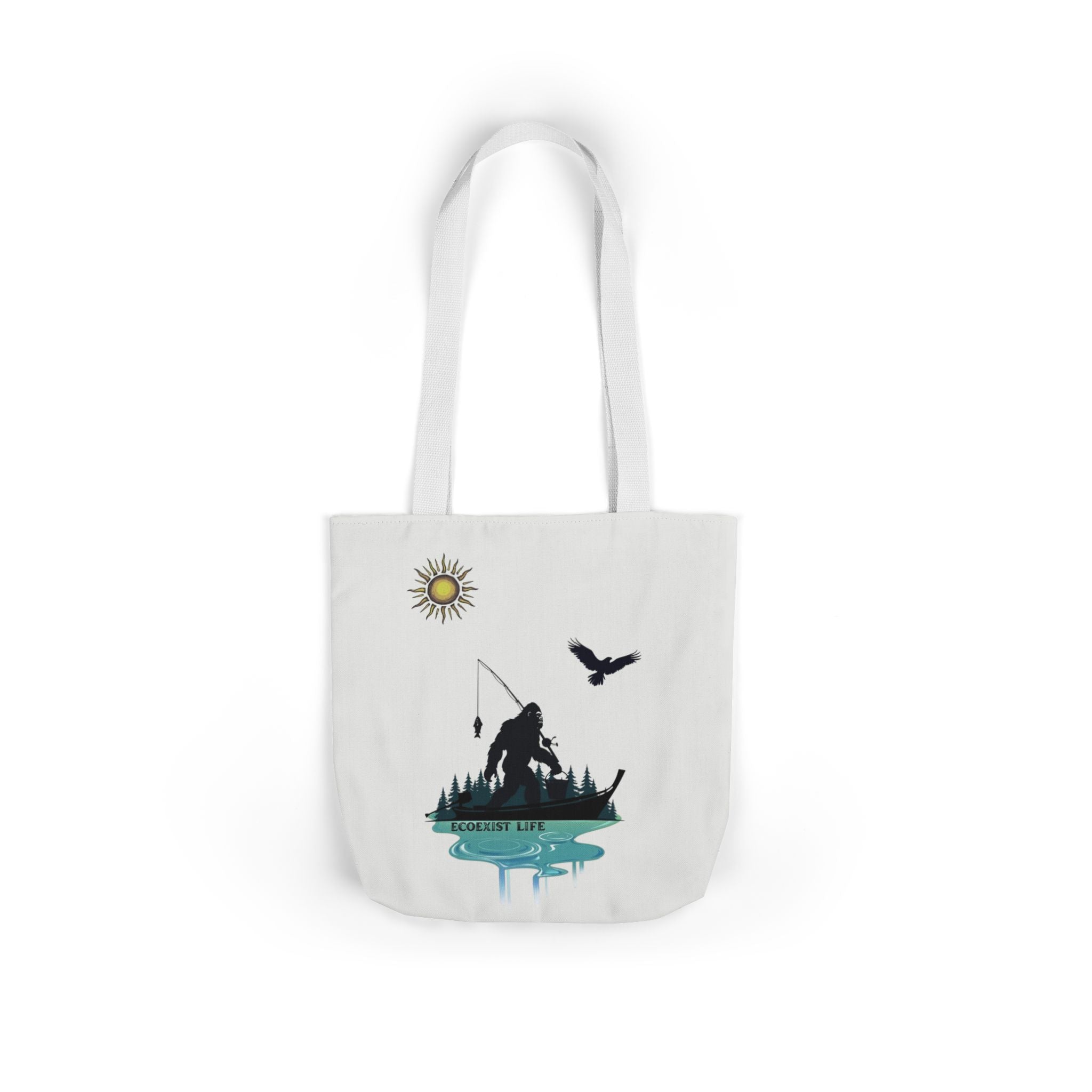Fishing Silhouette Canvas Tote — Bigfoot Fishing Tote Bag- ecoexist