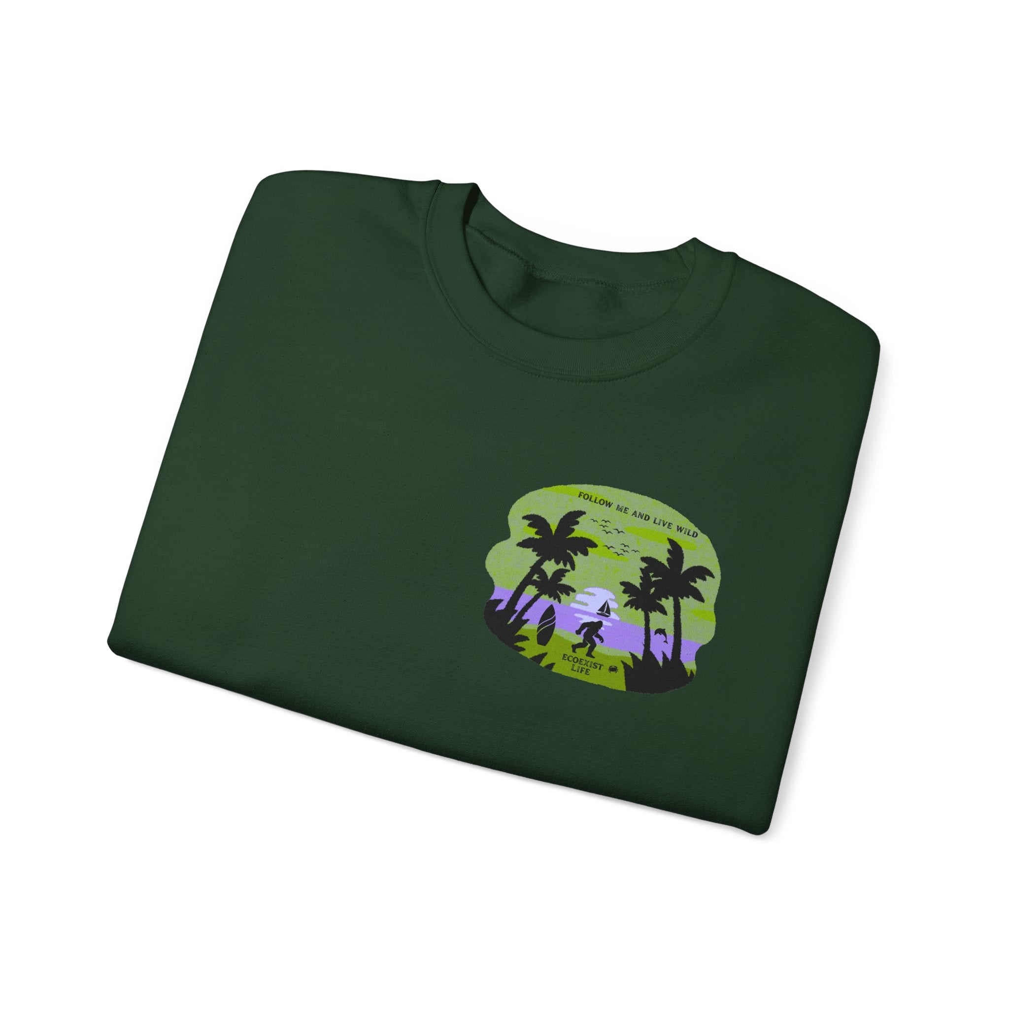 Tropical Sunset Crewneck Sweatshirt — Palm Beach Beachcomber Graphic;ecoexist