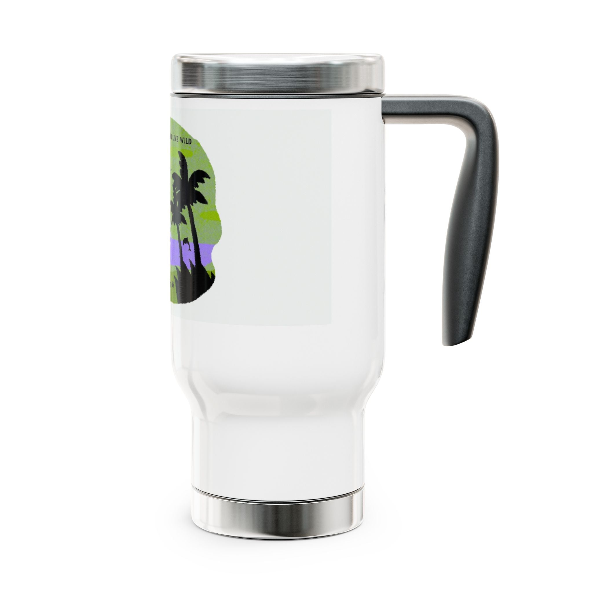 Ecoexist Life Travel Mug — Beach Sunset 'Follow Me and Live Wild' Stainless Steel 14oz