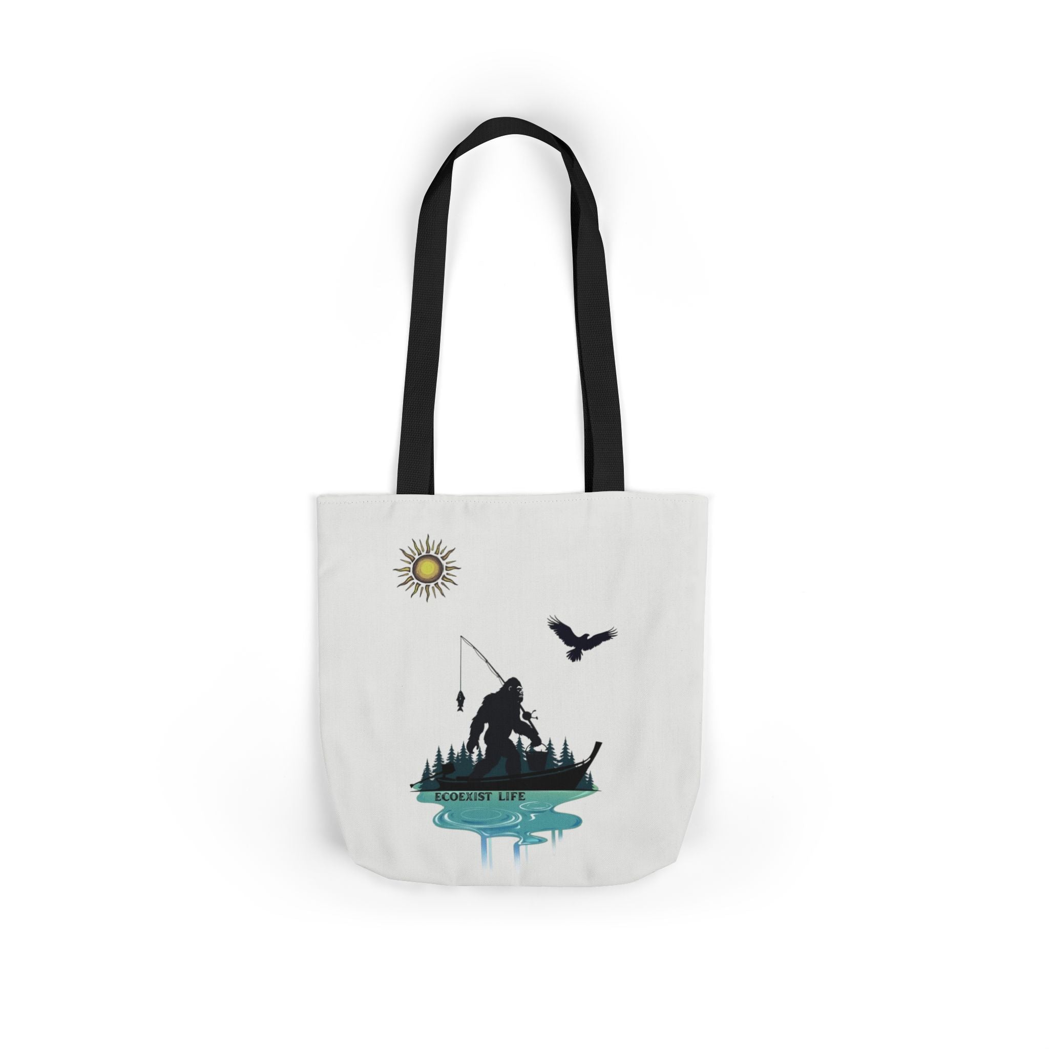 Fishing Silhouette Canvas Tote — Bigfoot Fishing Tote Bag- ecoexist