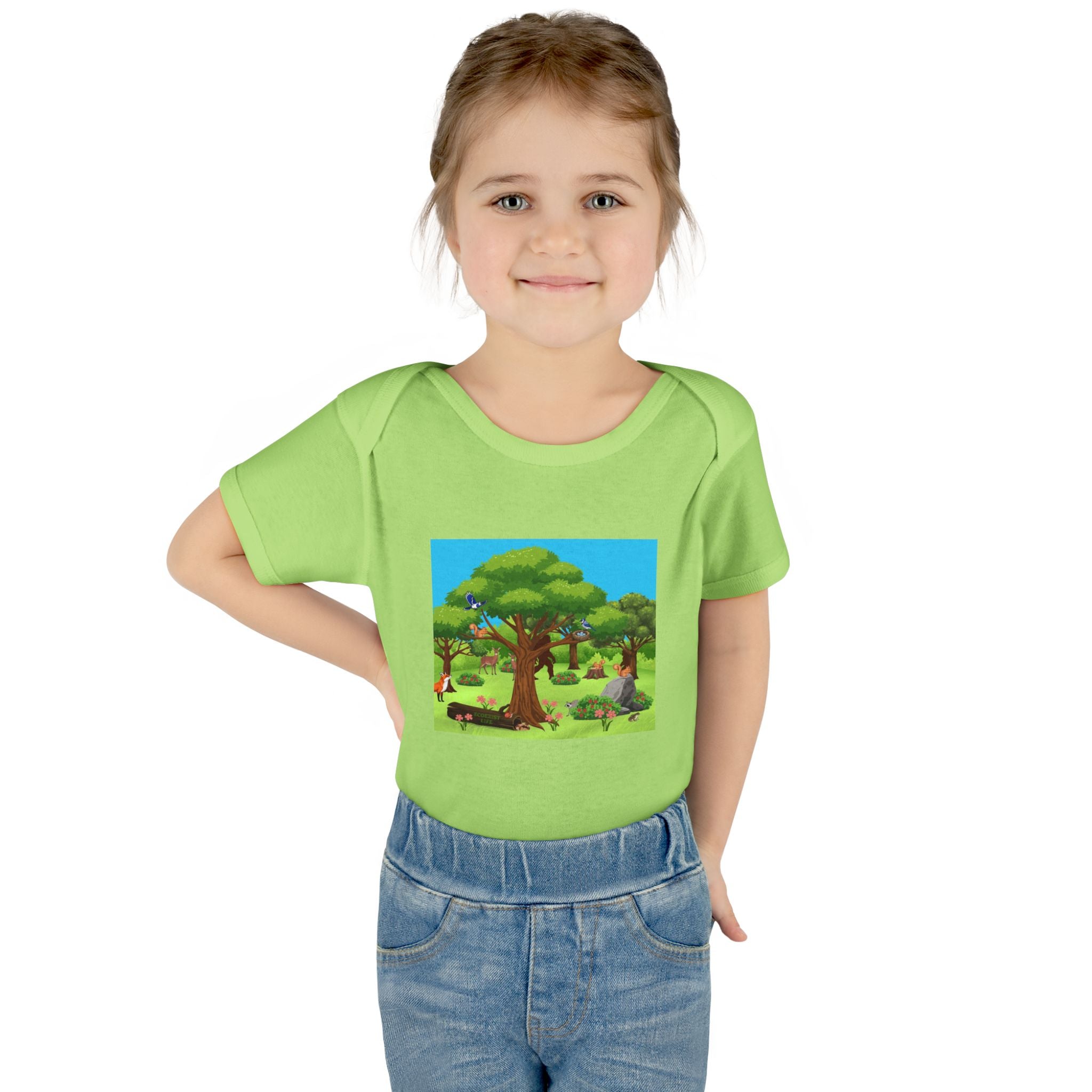 Baby Bodysuit with Woodland Animals Print/Bigfoot/Ecoexist Life — Cute Forest Nursery Onesie