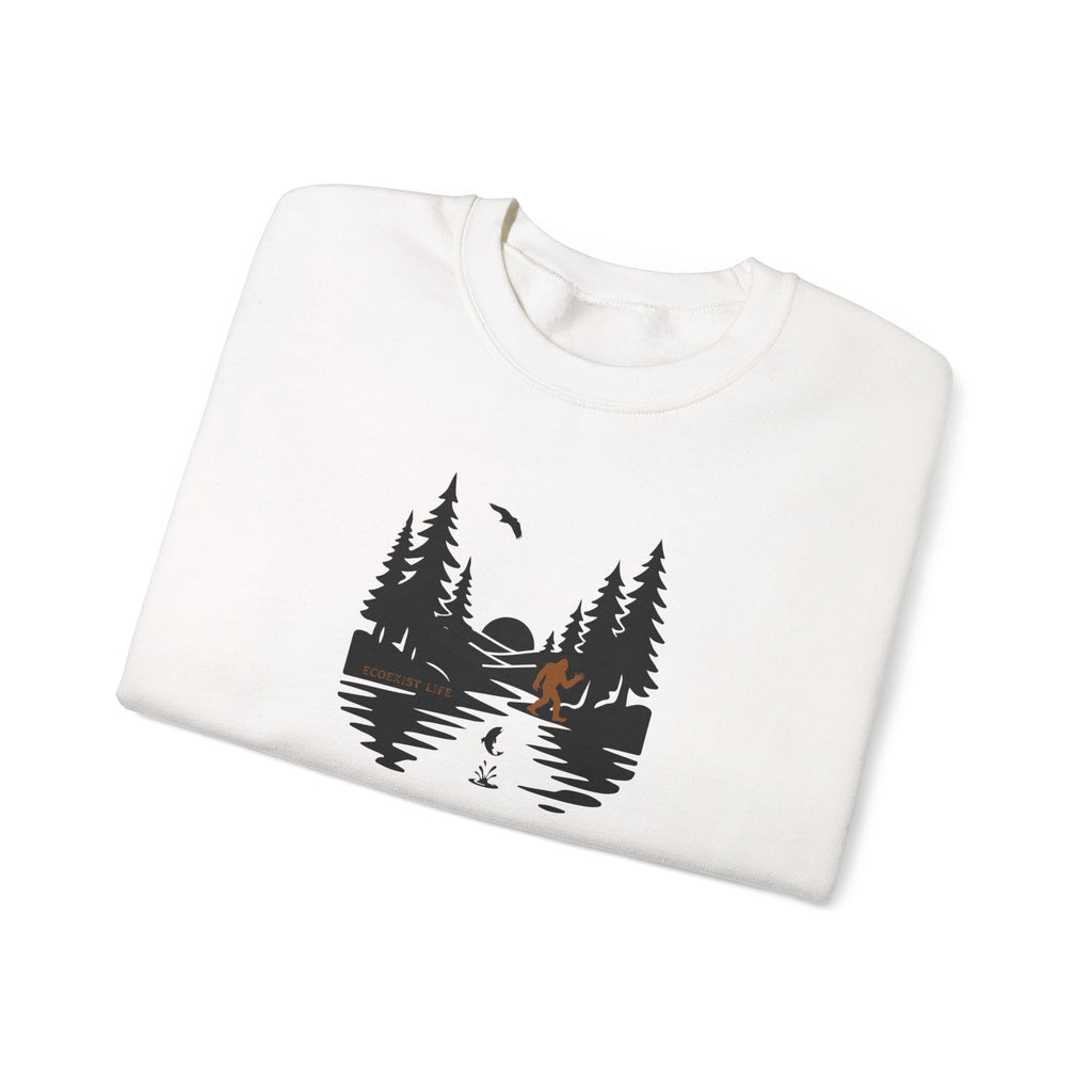 Wildlife Lake Scene Sweatshirt — "Livin the Wild Life" Crewneck