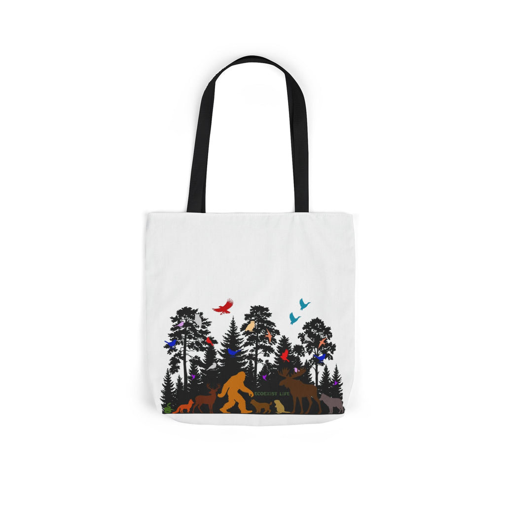 Canvas Tote — Forest Sasquatch Design with Wildlife Silhouettes-Ecoexist