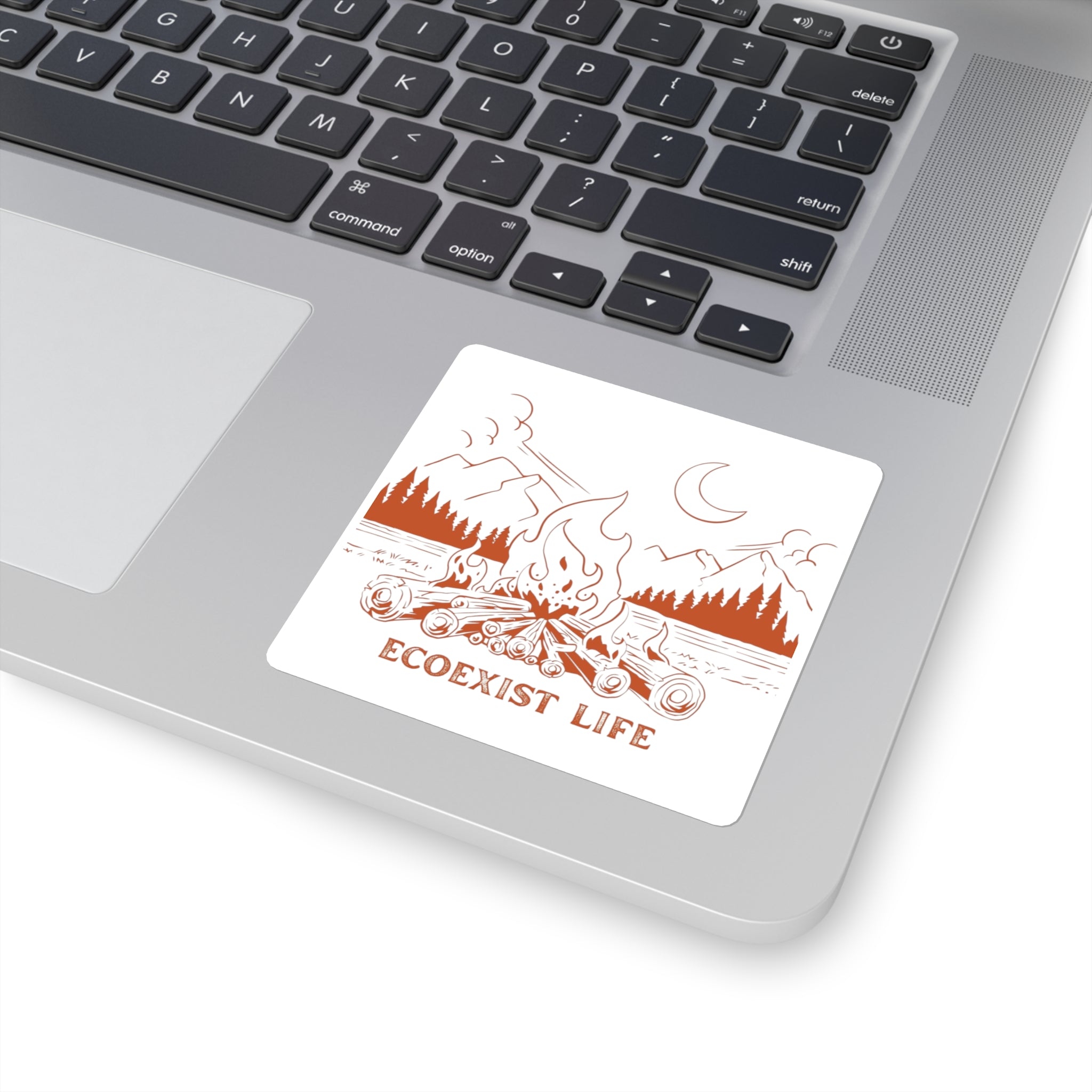 Ecoexist Life Campfire Sticker — Outdoor Nature Square Sticker