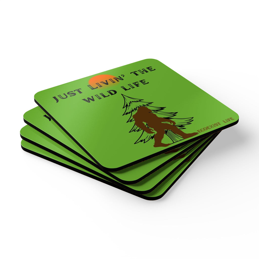 Just Livin' The Wild Life Cork Coaster Set — Ecoexist Life Camping Drink Coasters