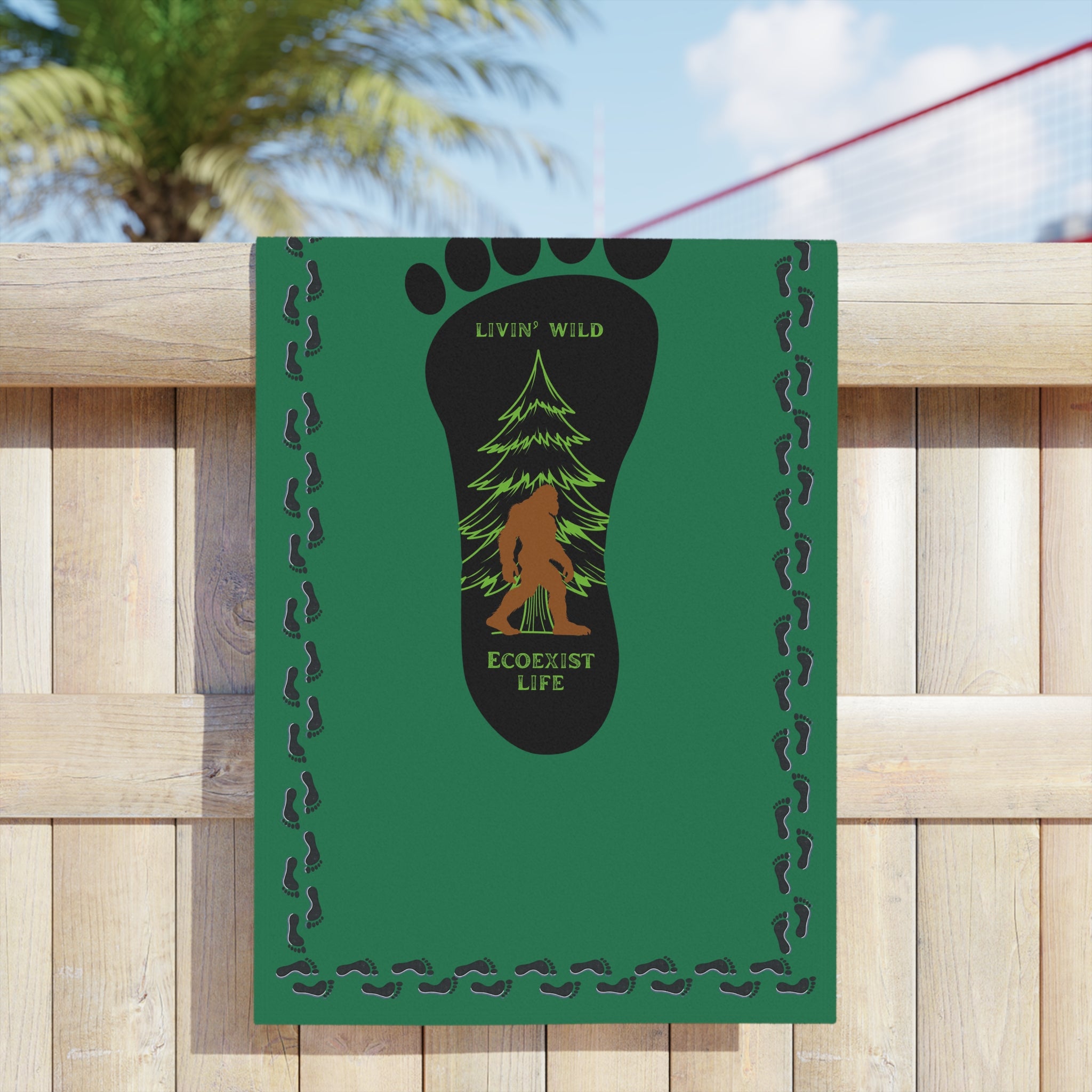 Bigfoot Forest Footprint Beach Towel — "Livin' Wild" Ecoexist Life