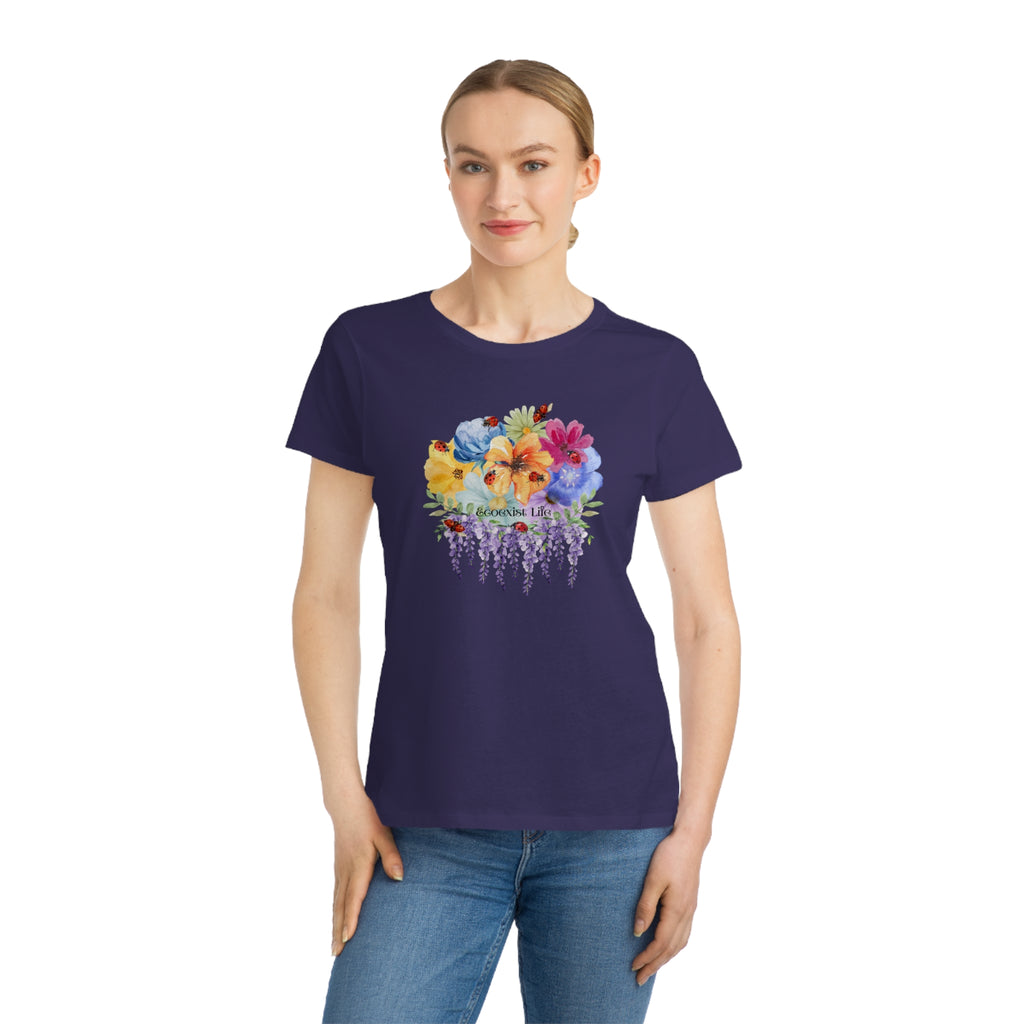Floral Lavender Bouquet T-Shirt — Ladybugs-Watercolor Pansies-Ecoexist Life' Women's Tee