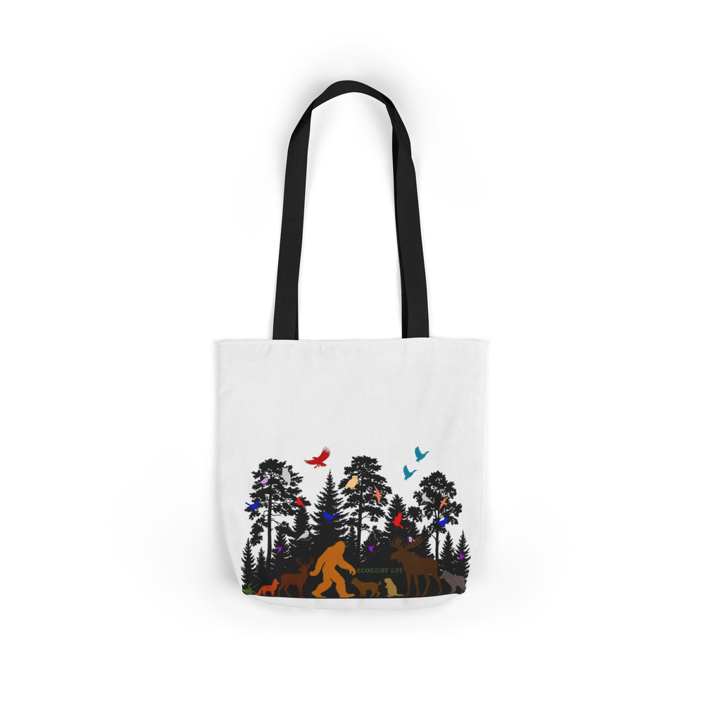 Canvas Tote — Forest Sasquatch Design with Wildlife Silhouettes-Ecoexist