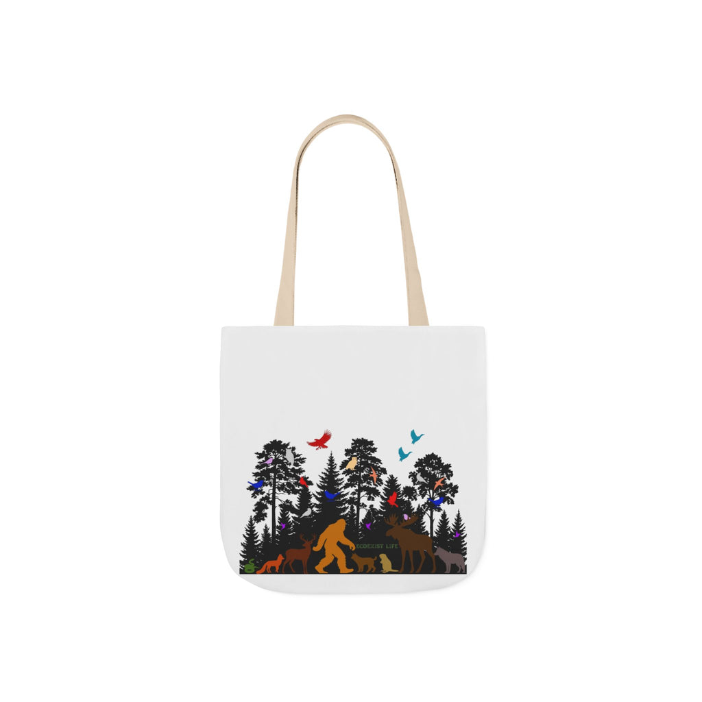 Canvas Tote — Forest Sasquatch Design with Wildlife Silhouettes-Ecoexist