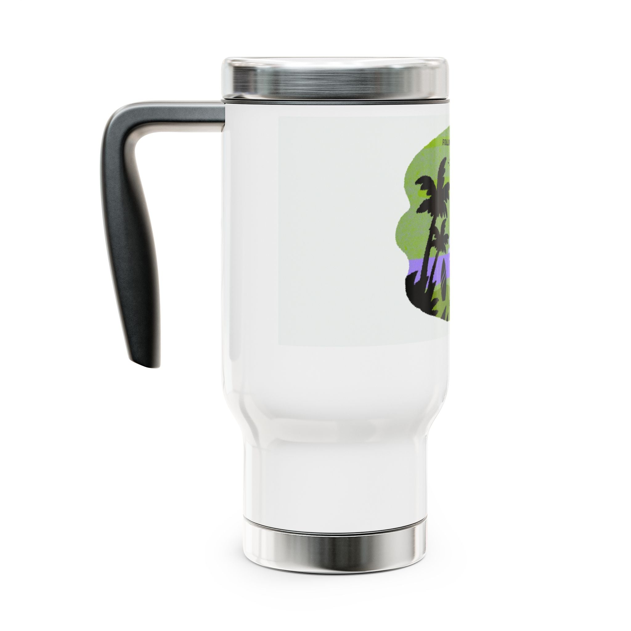 Ecoexist Life Travel Mug — Beach Sunset 'Follow Me and Live Wild' Stainless Steel 14oz