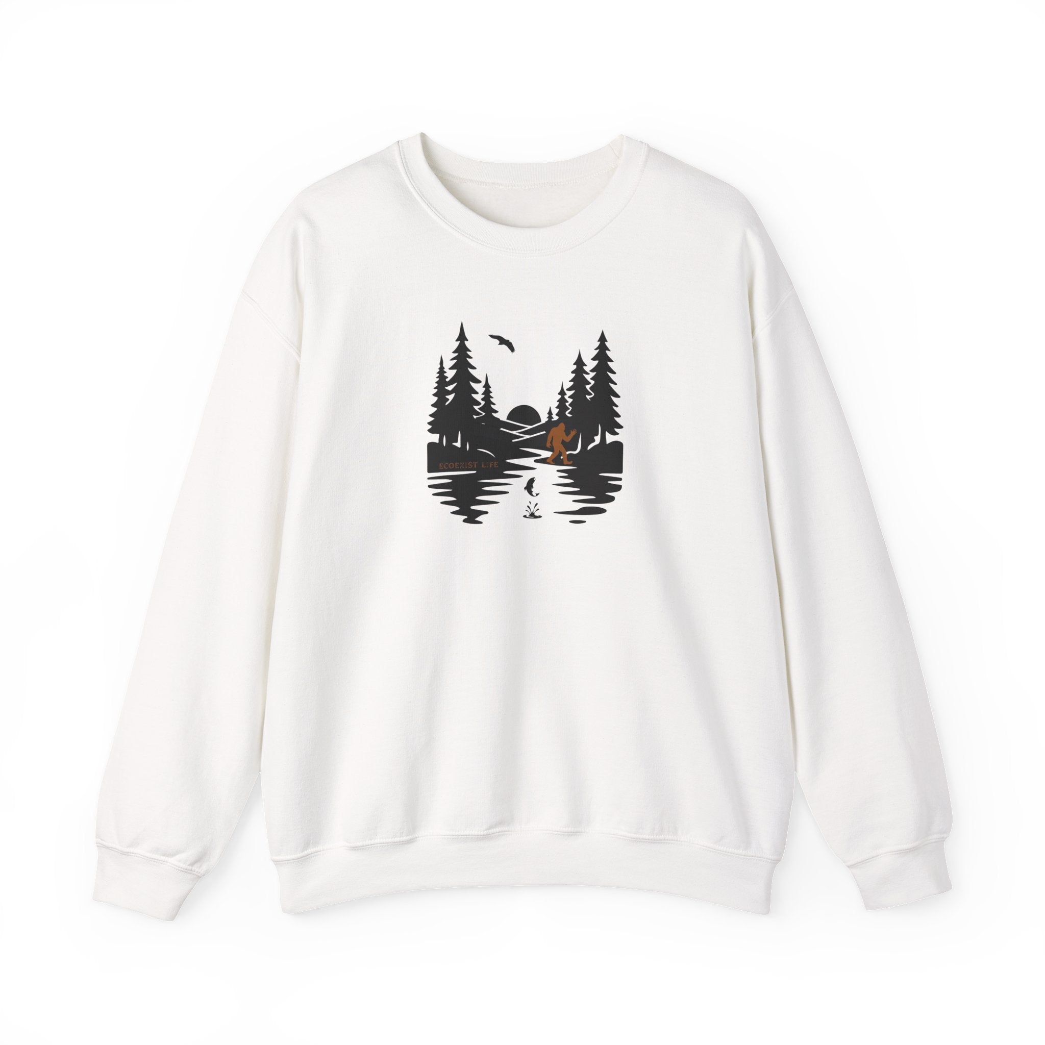 Wildlife Lake Scene Sweatshirt — "Livin the Wild Life" Crewneck