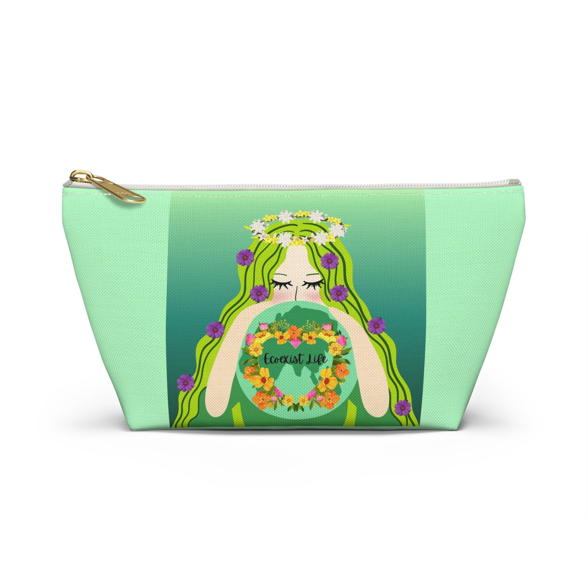 Ecoexist Life Floral Goddess Accessory Pouch — 'Eternal Life' T-Bottom Makeup Bag