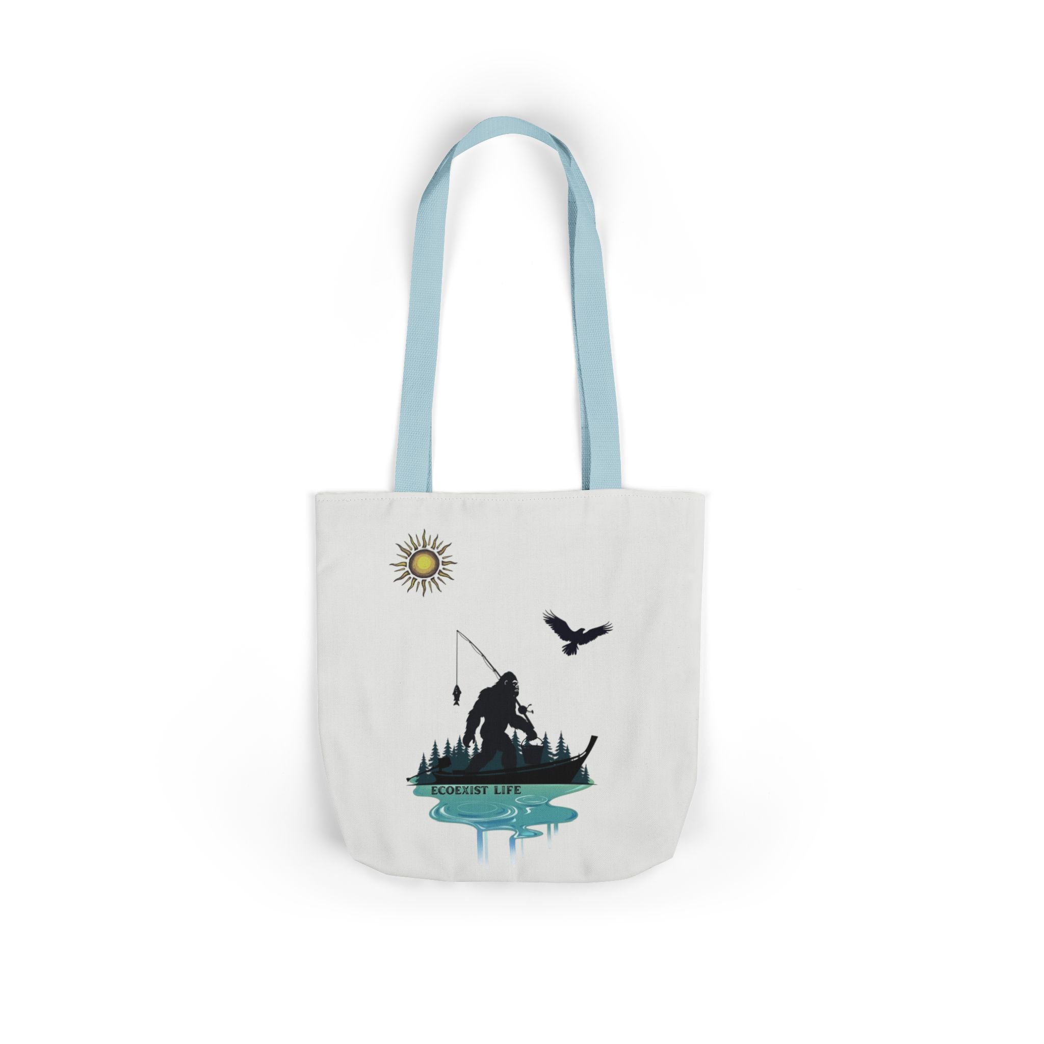 Fishing Silhouette Canvas Tote — Bigfoot Fishing Tote Bag- ecoexist