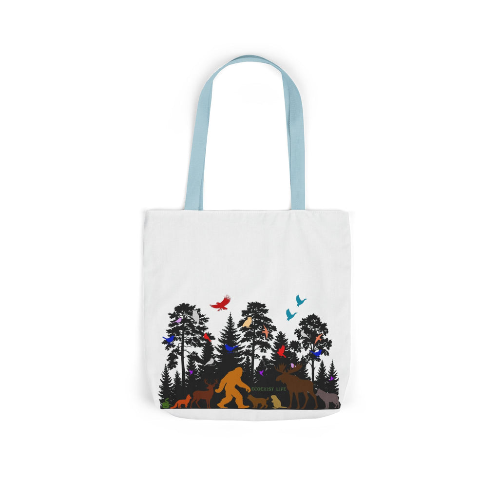 Canvas Tote — Forest Sasquatch Design with Wildlife Silhouettes-Ecoexist