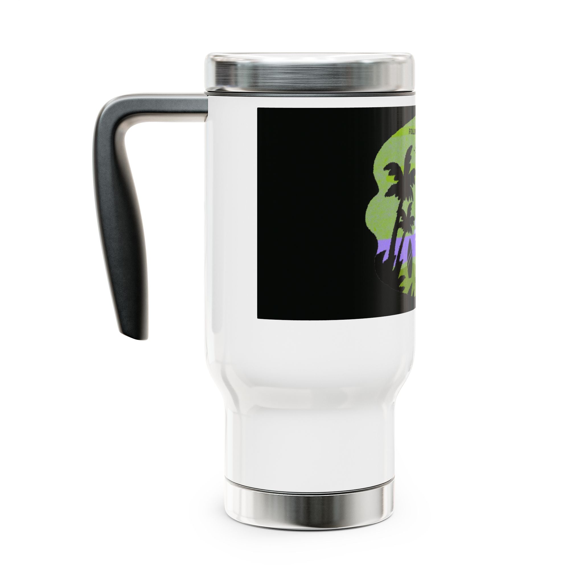 Ecoexist Life Travel Mug — Beach Sunset 'Follow Me and Live Wild' Stainless Steel 14oz