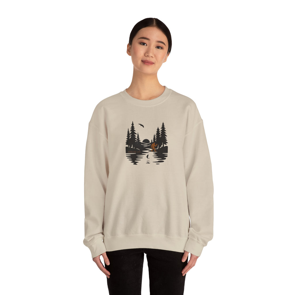 Wildlife Lake Scene Sweatshirt — "Livin the Wild Life" Crewneck