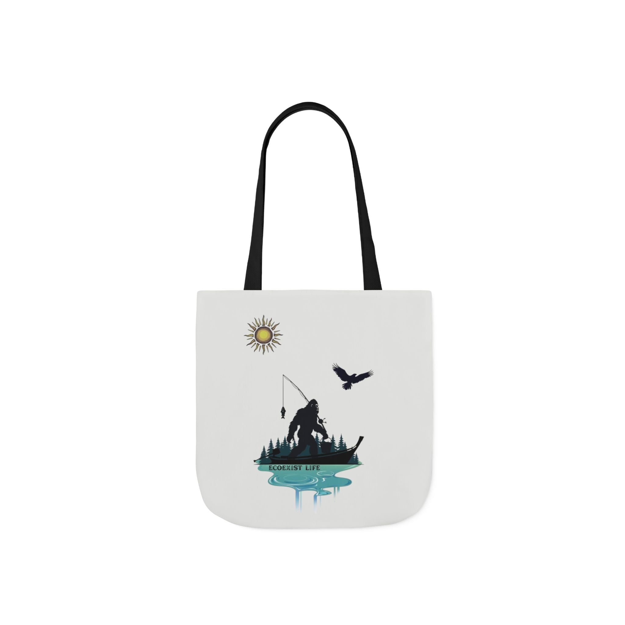 Fishing Silhouette Canvas Tote — Bigfoot Fishing Tote Bag- ecoexist
