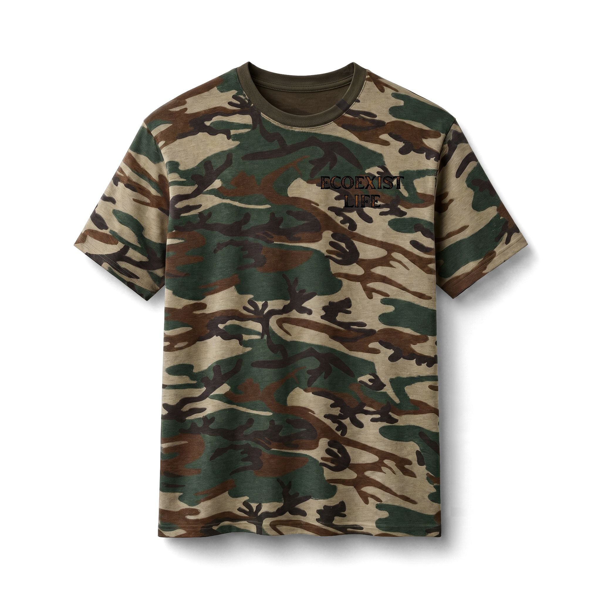 Camo Cotton Tee — Ecoexist Life Classic Crewneck