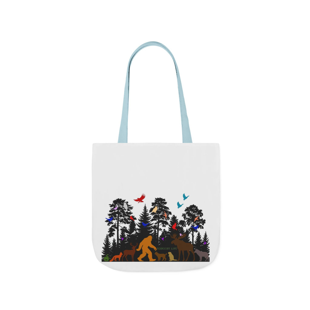 Canvas Tote — Forest Sasquatch Design with Wildlife Silhouettes-Ecoexist
