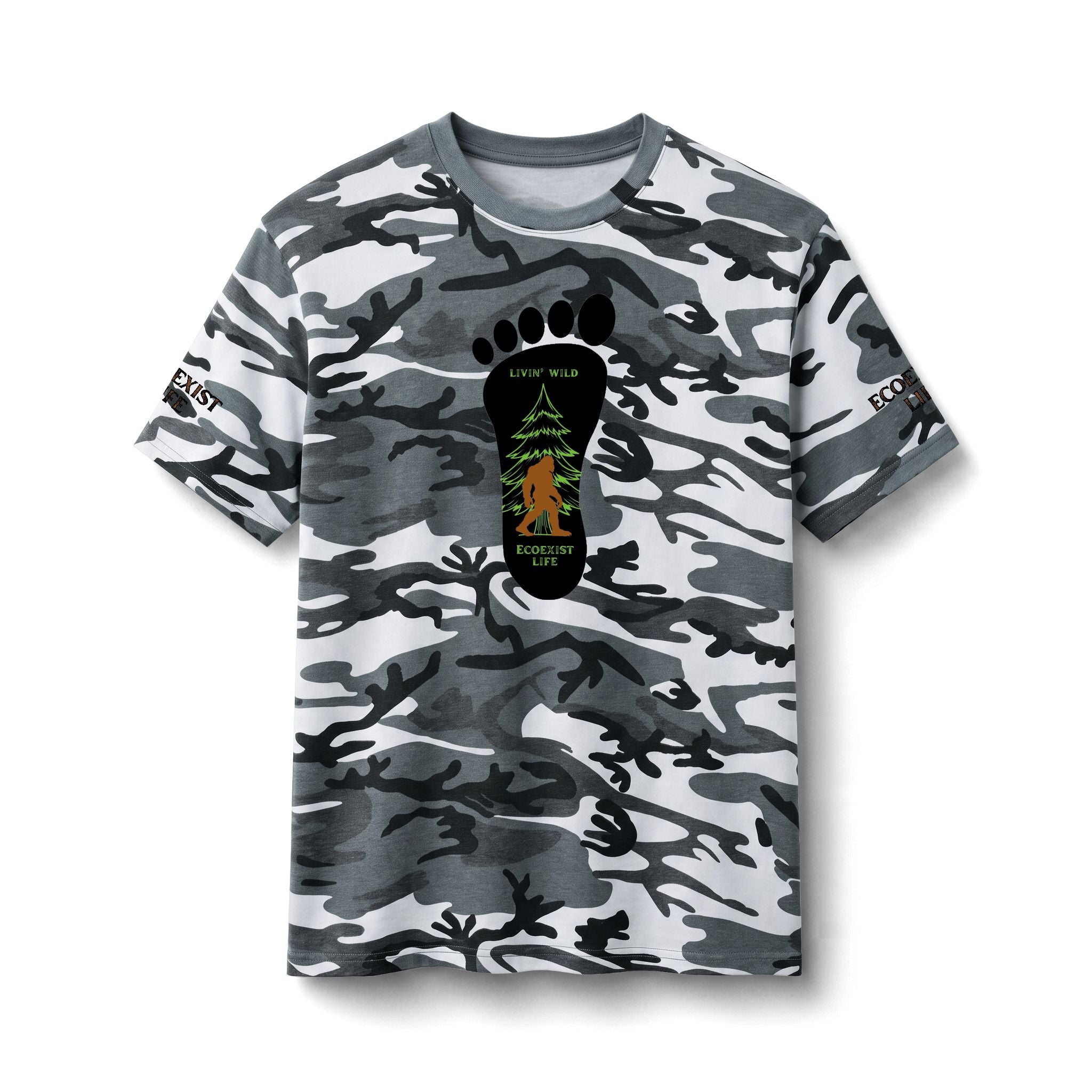Camo Tee — Ecoexist Life Bigfoot Forest Graphic