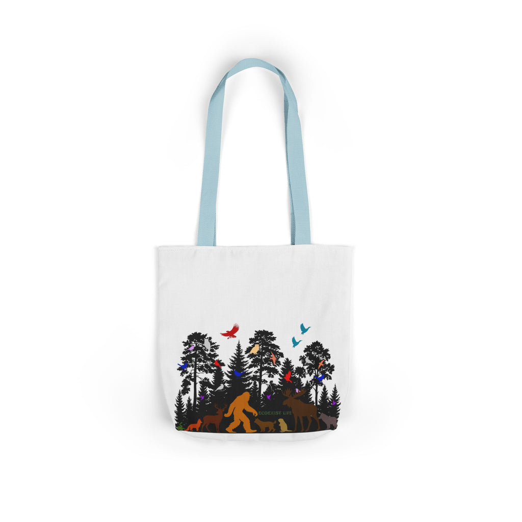 Ecoexist Life Canvas Tote — Forest Sasquatch Design with Wildlife Silhouettes-Ecoexist