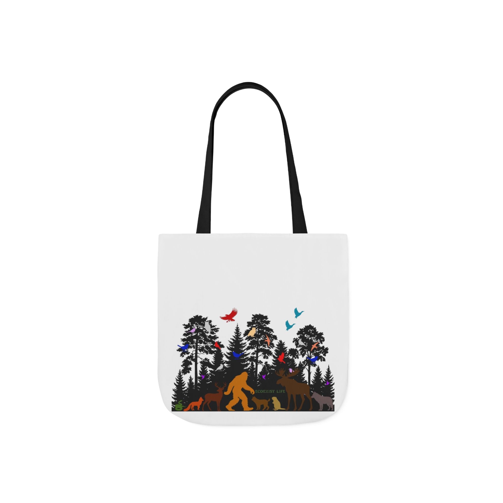 Canvas Tote — Forest Sasquatch Design with Wildlife Silhouettes-Ecoexist