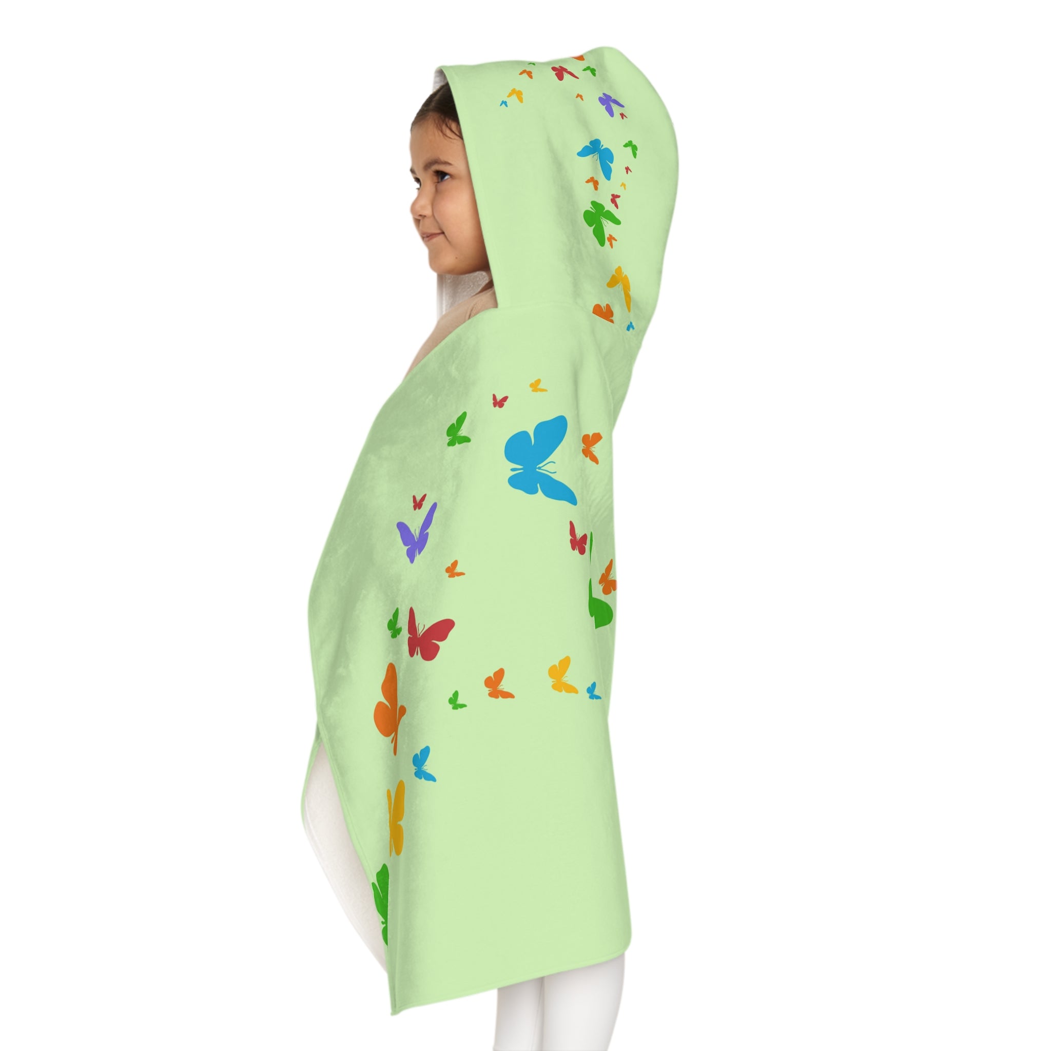 Youth Hooded Towel — Pastel Green Butterfly Trail Kids Beach & Bath Wrap--Ecoexist Life Towel