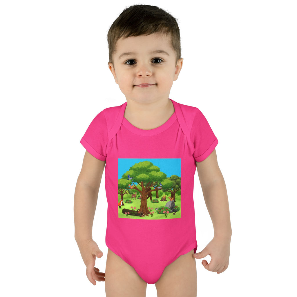 Baby Bodysuit with Woodland Animals Print/Bigfoot/Ecoexist Life — Cute Forest Nursery Onesie