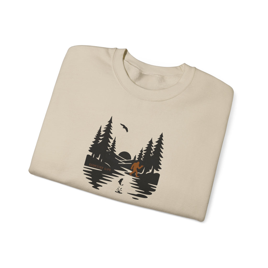 Wildlife Lake Scene Sweatshirt — "Livin the Wild Life" Crewneck