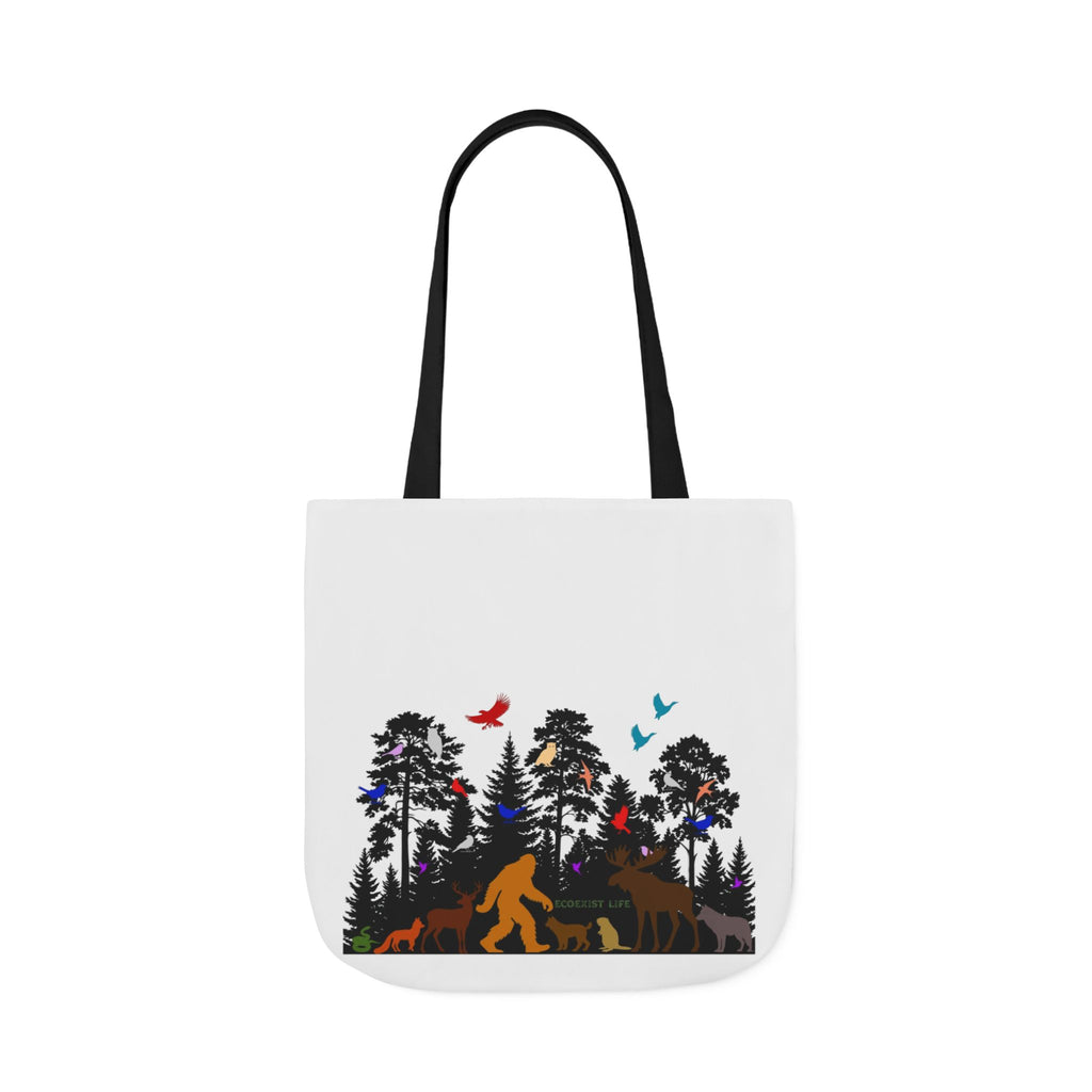 Canvas Tote — Forest Sasquatch Design with Wildlife Silhouettes-Ecoexist