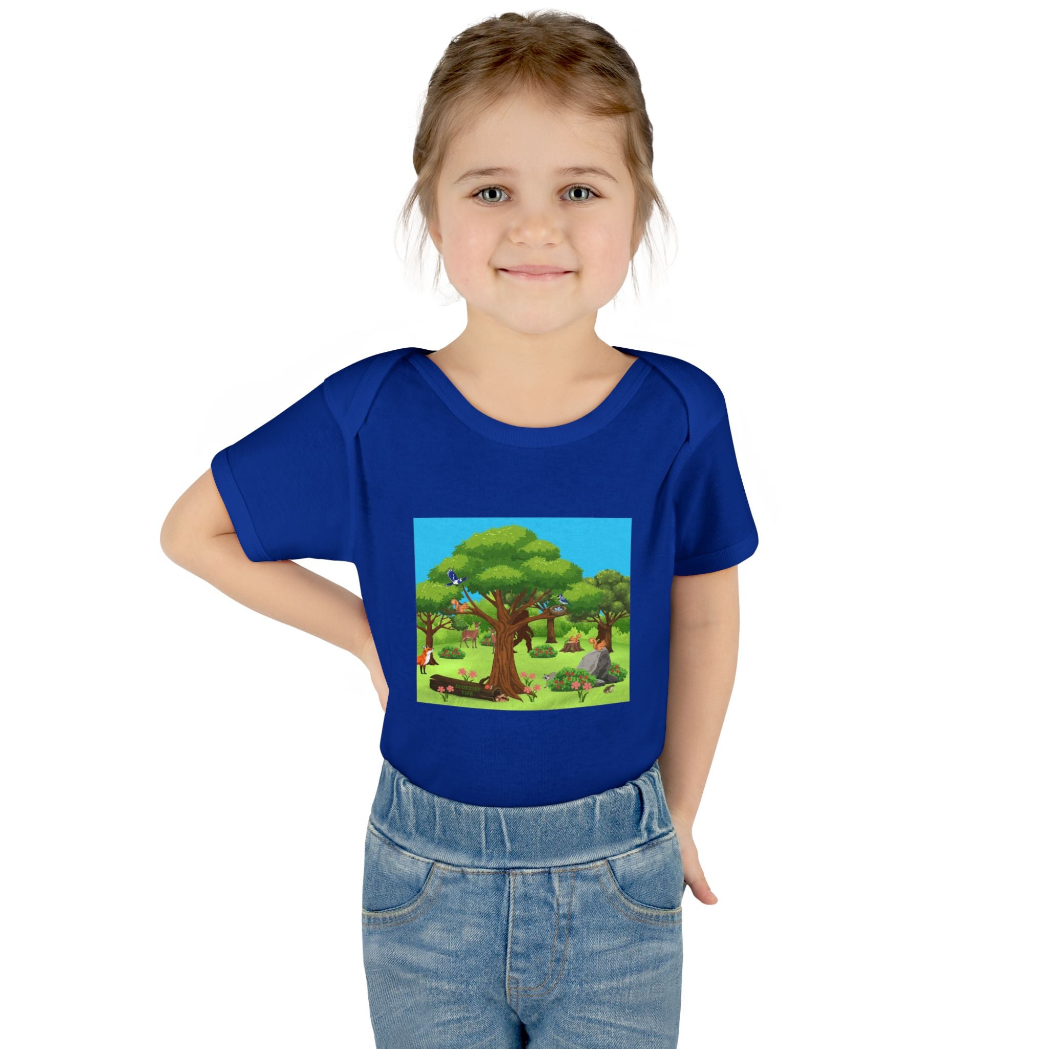 Baby Bodysuit with Woodland Animals Print/Bigfoot/Ecoexist Life — Cute Forest Nursery Onesie