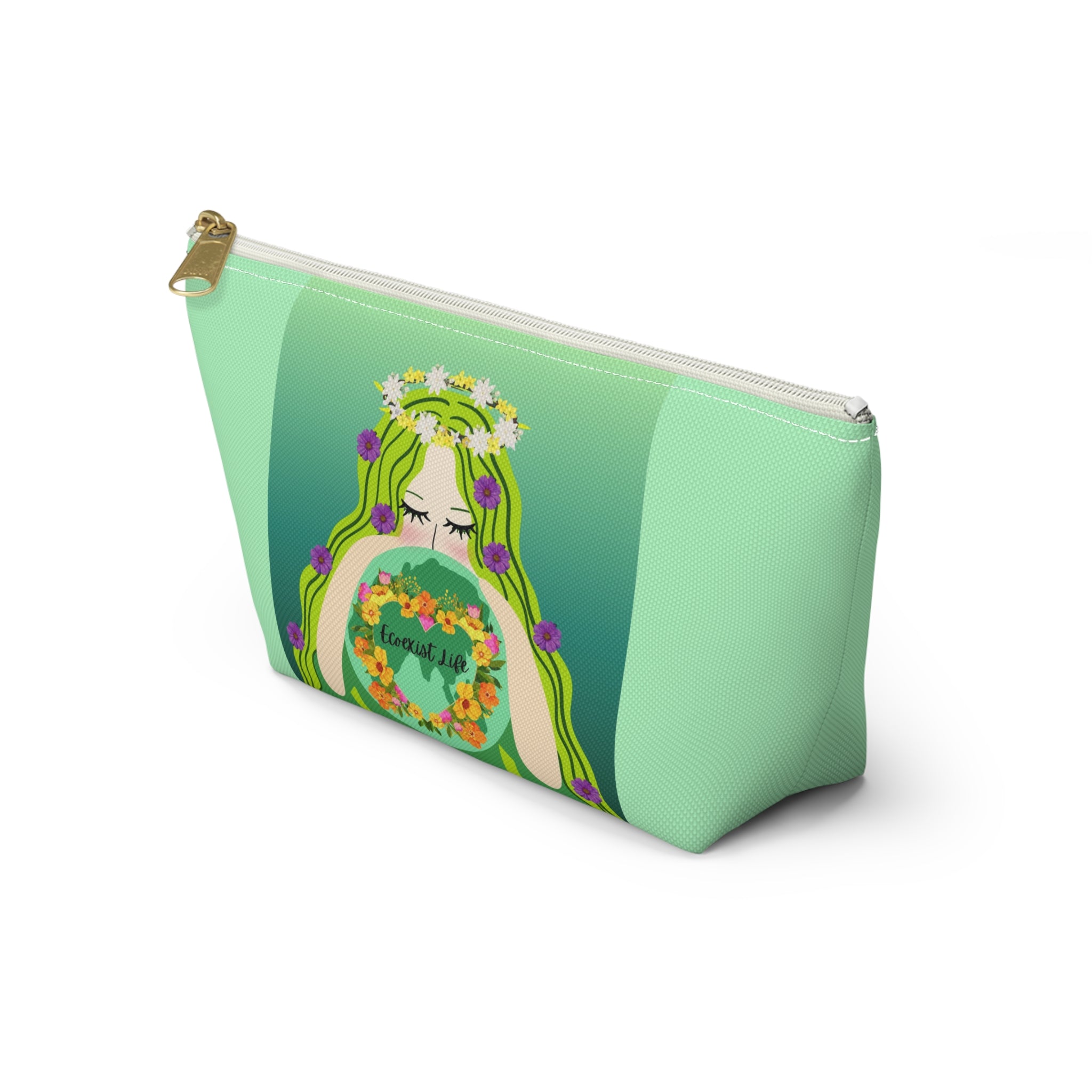 Ecoexist Life Floral Goddess Accessory Pouch — 'Eternal Life' T-Bottom Makeup Bag