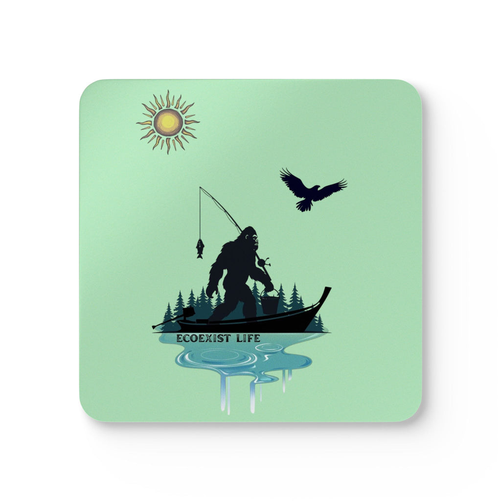 Bigfoot Fishing Cork Coaster Set — Ecoexist Life Camping Cabin Drink Coasters