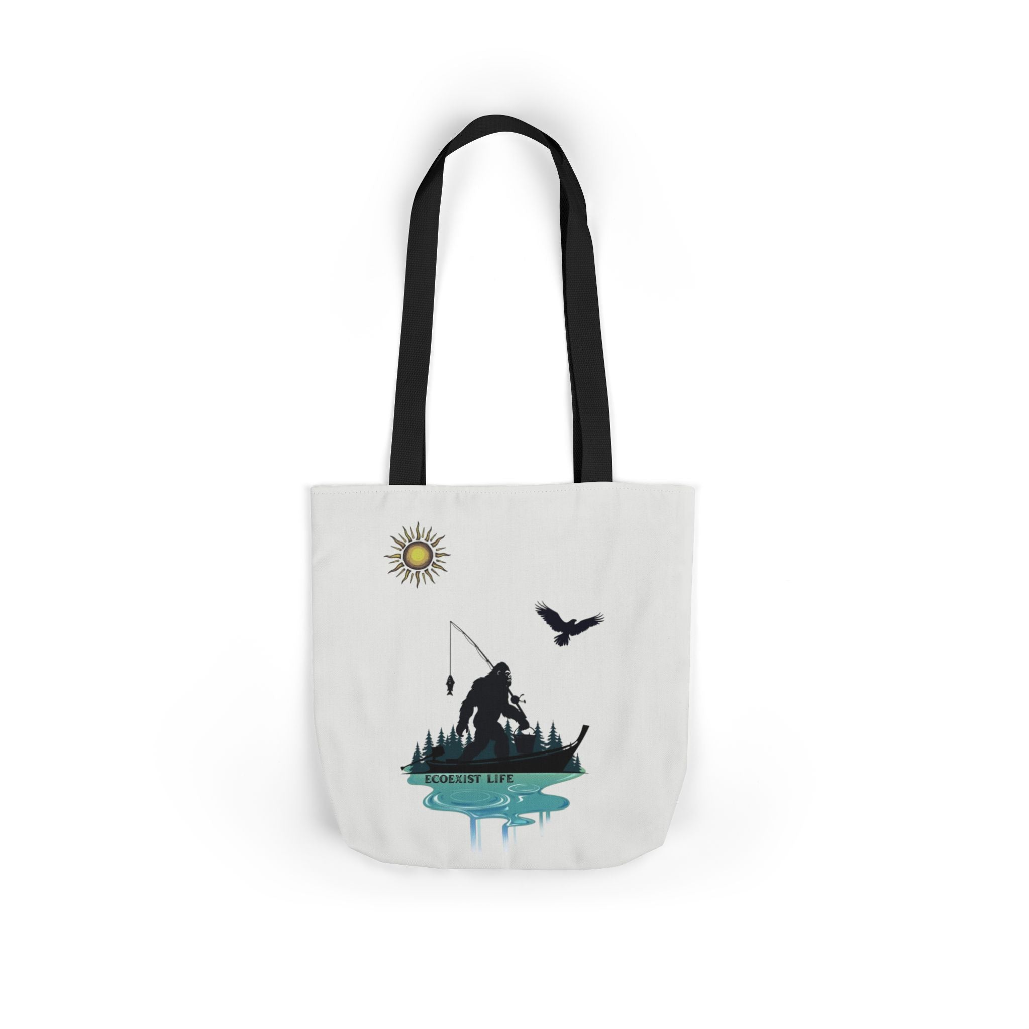 Fishing Silhouette Canvas Tote — Bigfoot Fishing Tote Bag- ecoexist