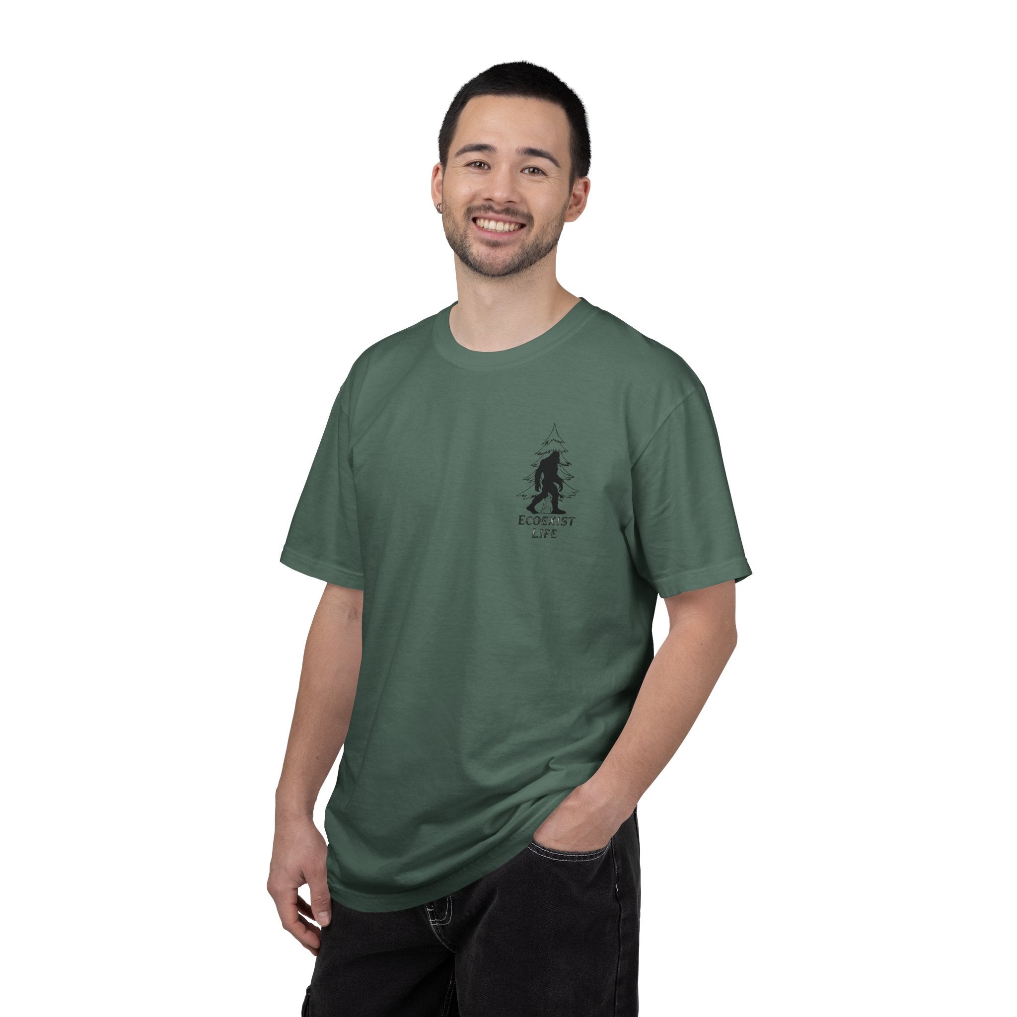 Bigfoot Eco-Trail T-Shirt — "ECOXIST" Front & "Livin' The Wild Life" Back