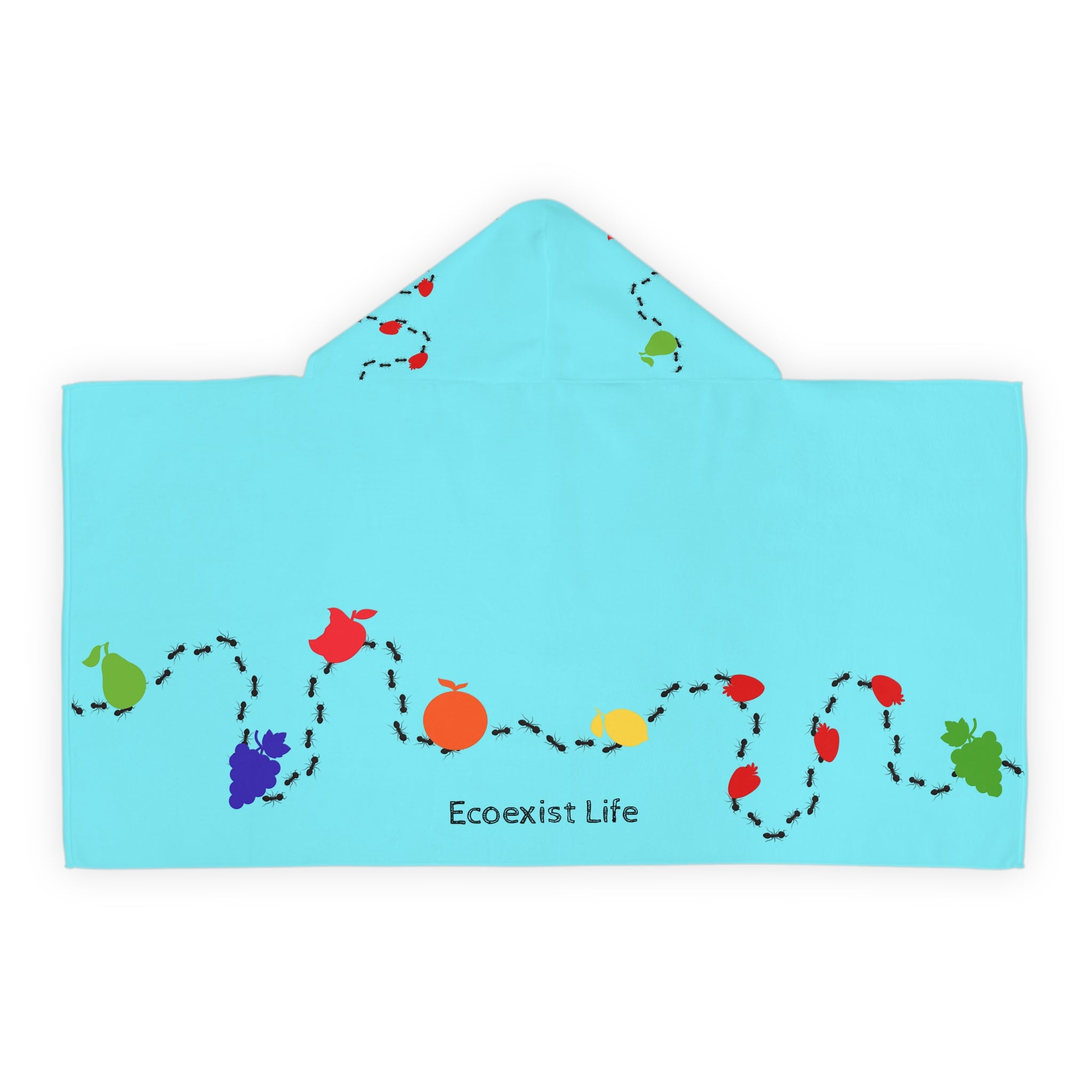 Youth Hooded Towel — 'Ecoexist Life' Colorful Sea Turtle Swim Wrap