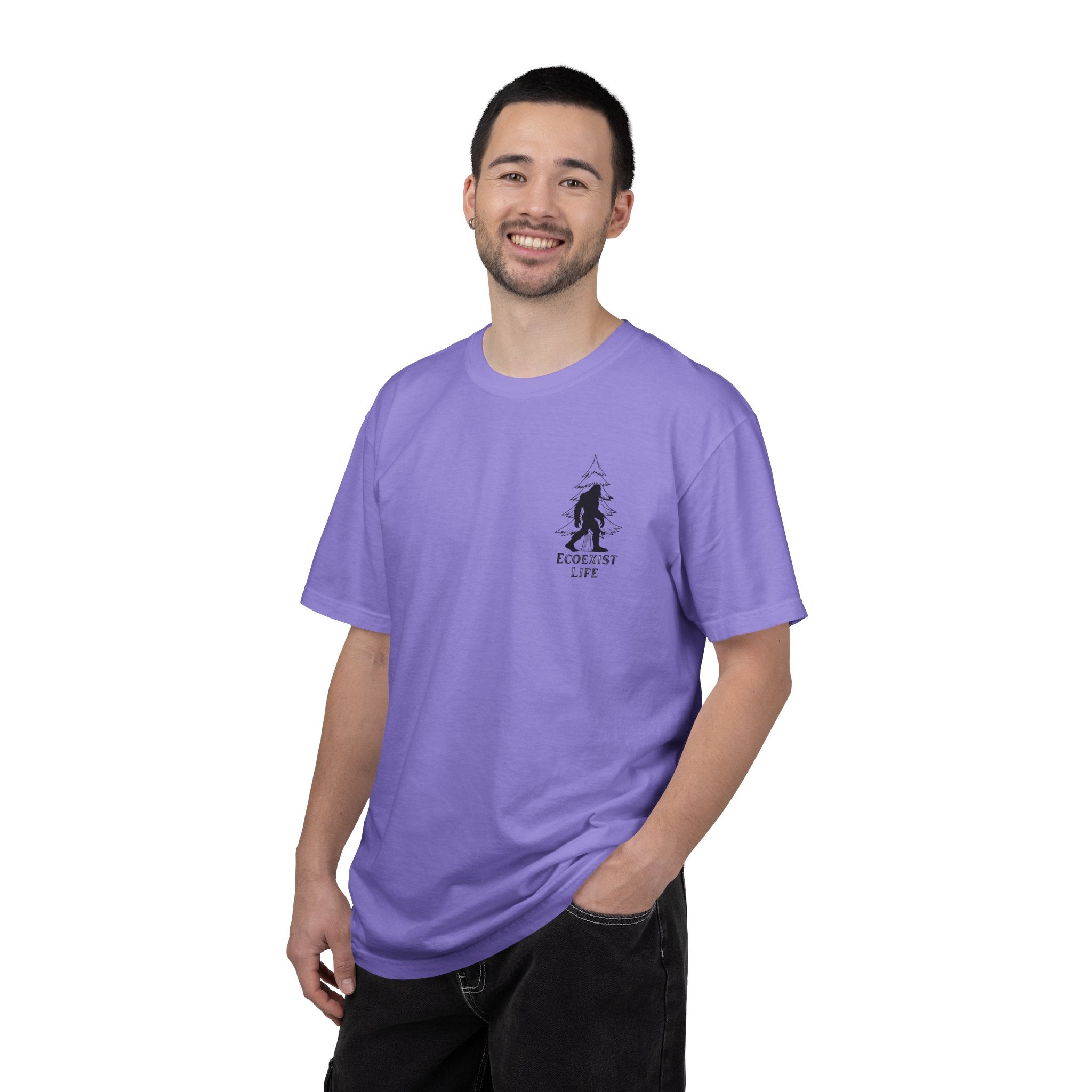 Bigfoot Eco-Trail T-Shirt — "ECOXIST" Front & "Livin' The Wild Life" Back