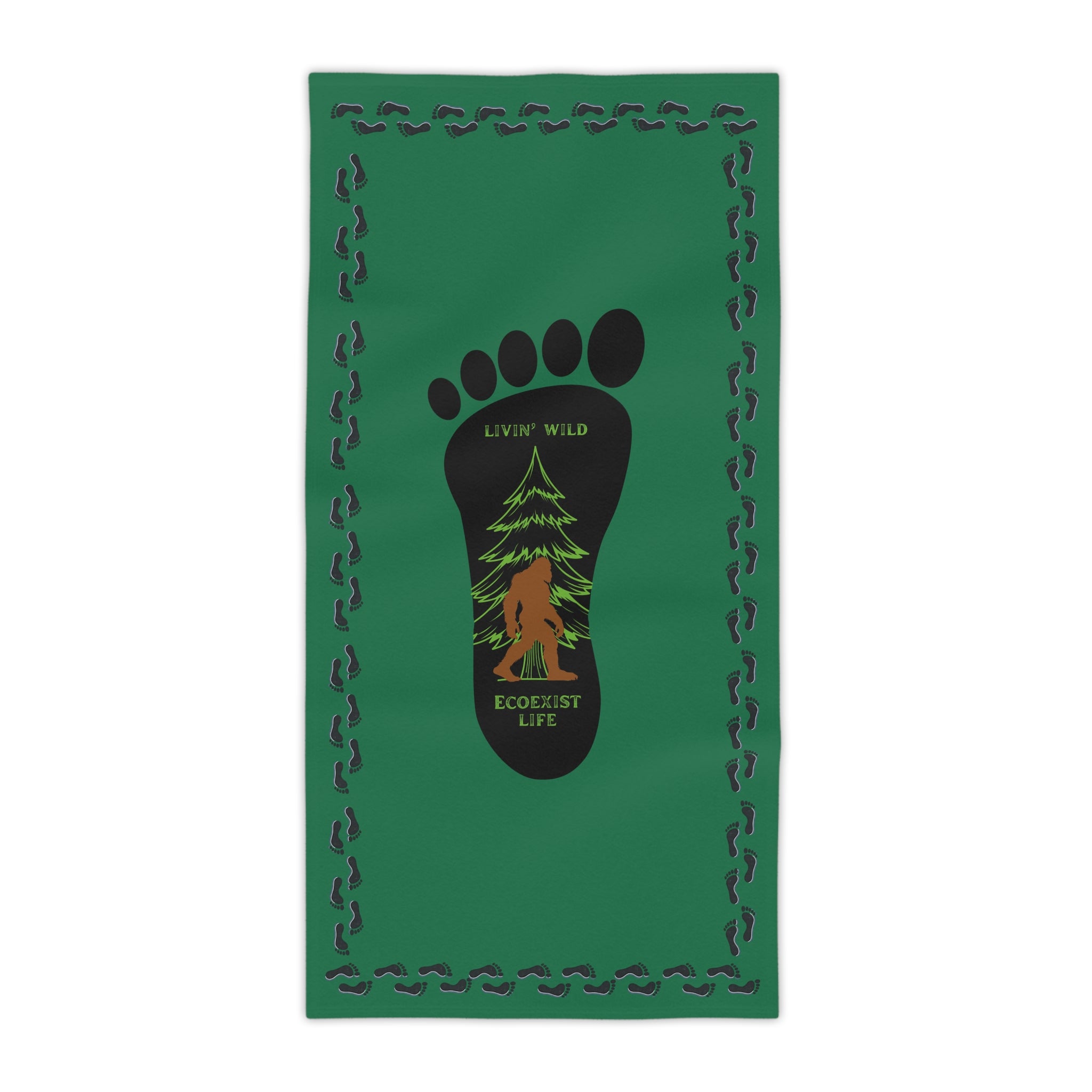Bigfoot Forest Footprint Beach Towel — "Livin' Wild" Ecoexist Life