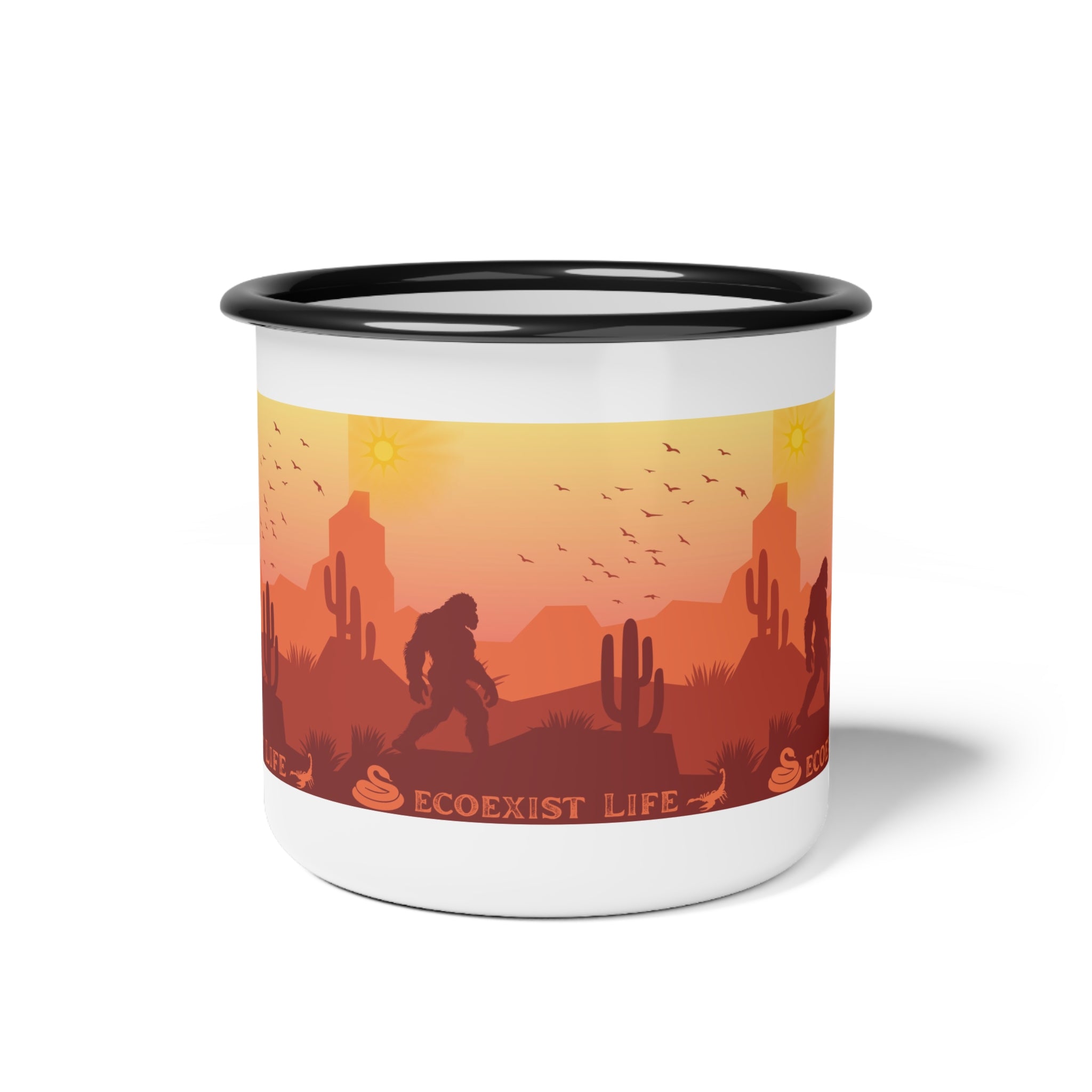 Enamel Camp Cup — Desert Sunset 'Ecoexist Life' Camping Mug