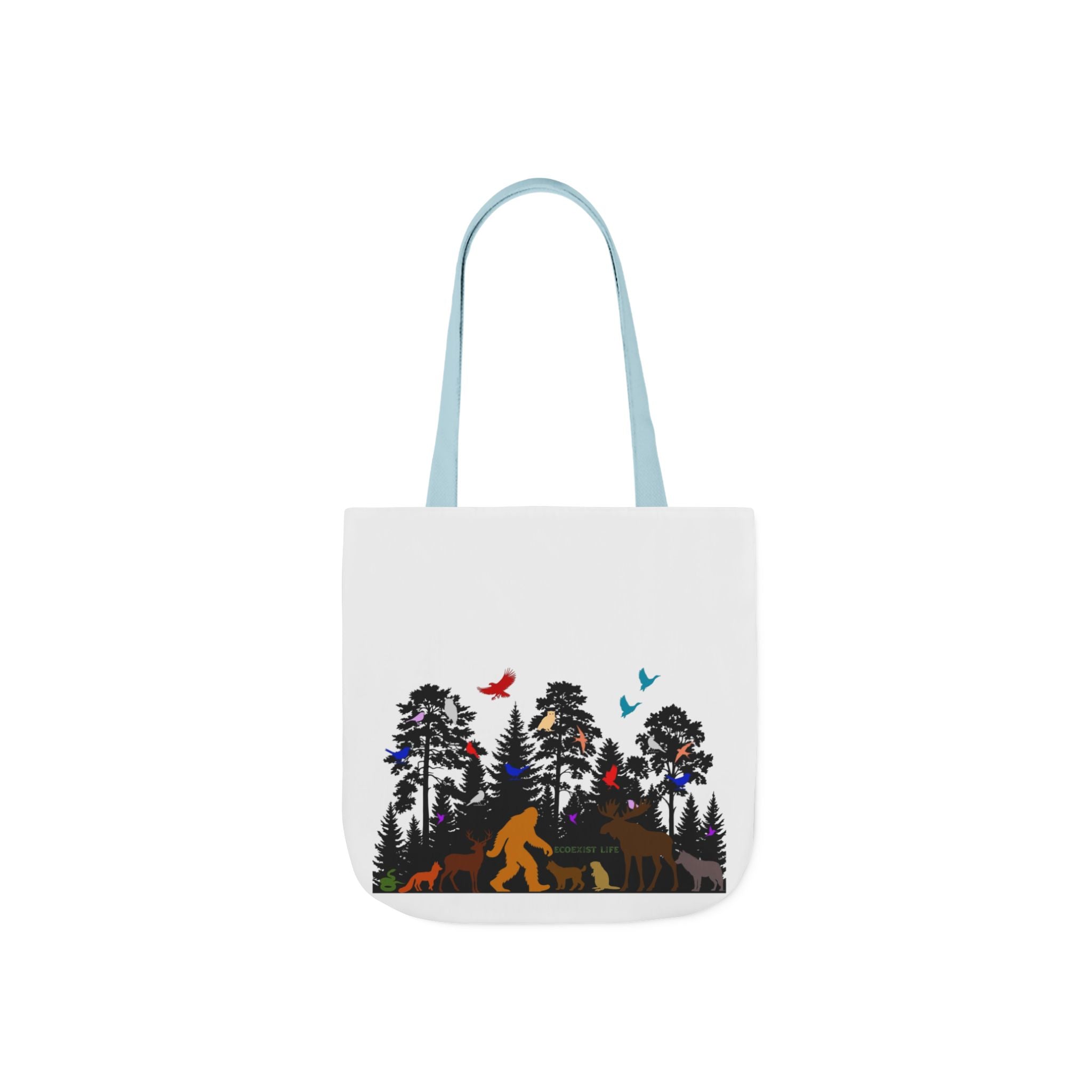 Canvas Tote — Forest Sasquatch Design with Wildlife Silhouettes-Ecoexist