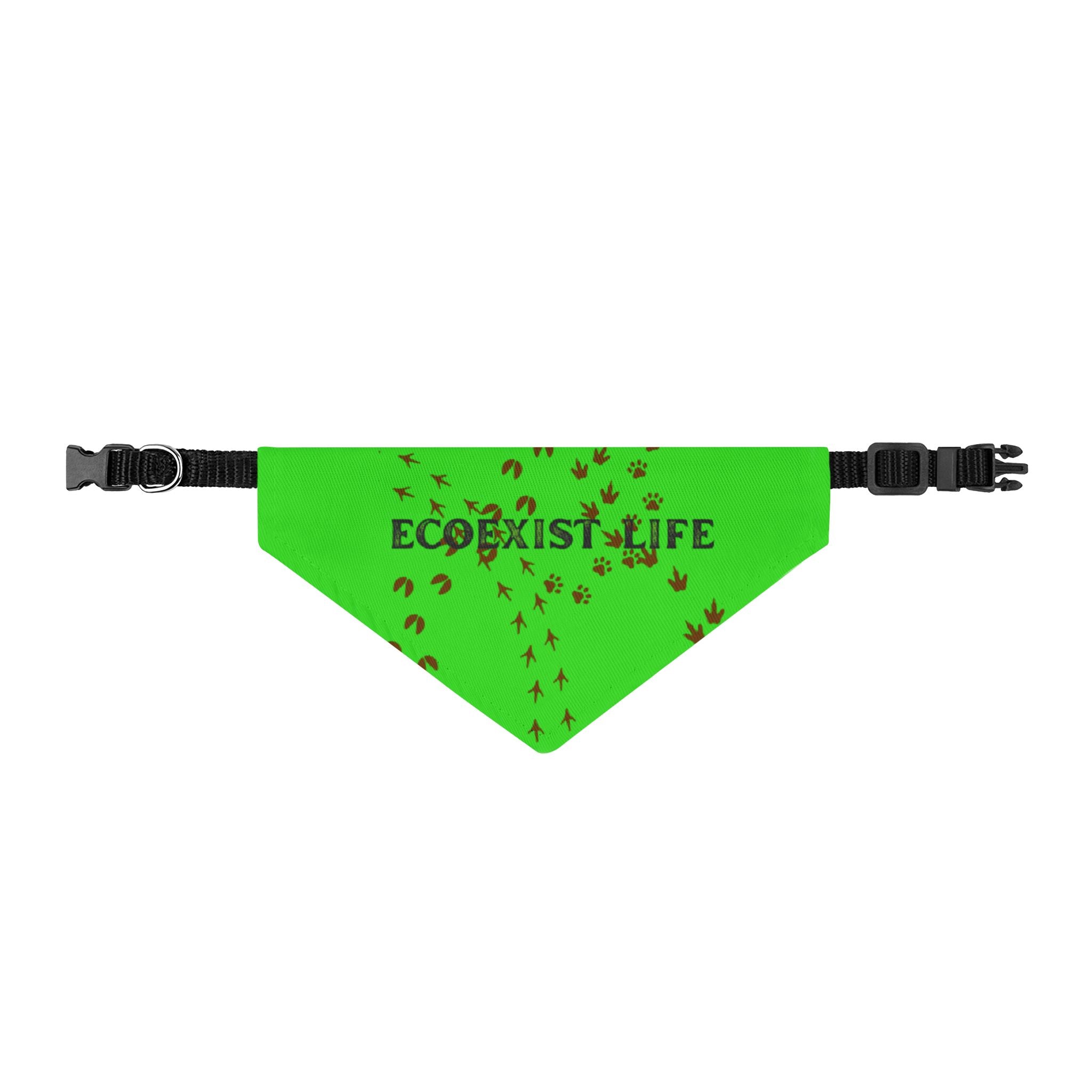 EcoExist-Life Green Clip-On Pet Bandana — Eco-Friendly Paw Print Dog & Cat Scarf
