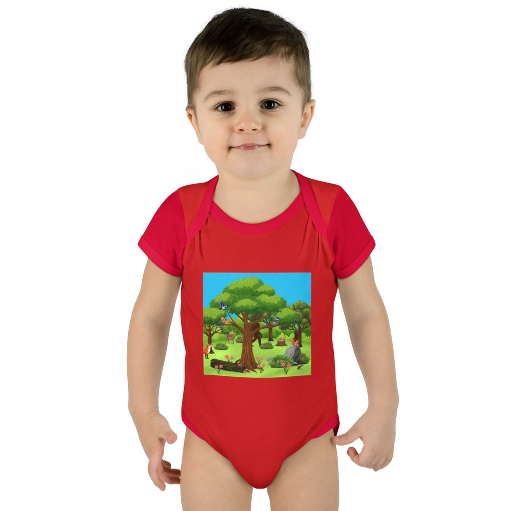 Baby Bodysuit with Woodland Animals Print/Bigfoot/Ecoexist Life — Cute Forest Nursery Onesie