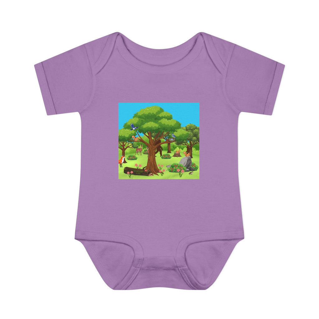 Baby Bodysuit with Woodland Animals Print/Bigfoot/Ecoexist Life — Cute Forest Nursery Onesie