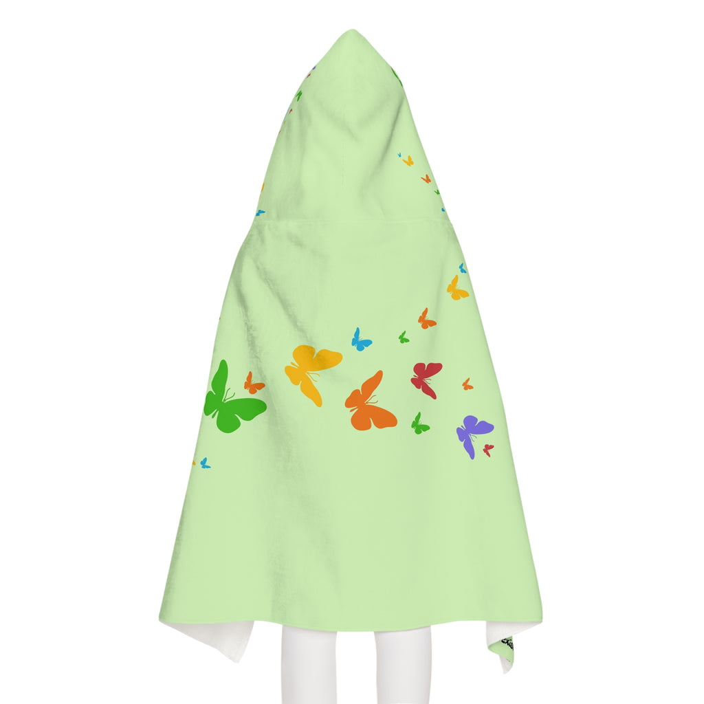 Youth Hooded Towel — Pastel Green Butterfly Trail Kids Beach & Bath Wrap--Ecoexist Life Towel