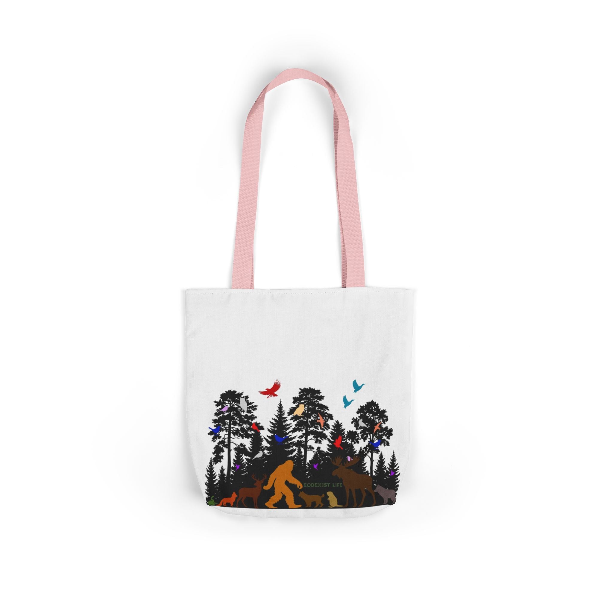 Canvas Tote — Forest Sasquatch Design with Wildlife Silhouettes-Ecoexist